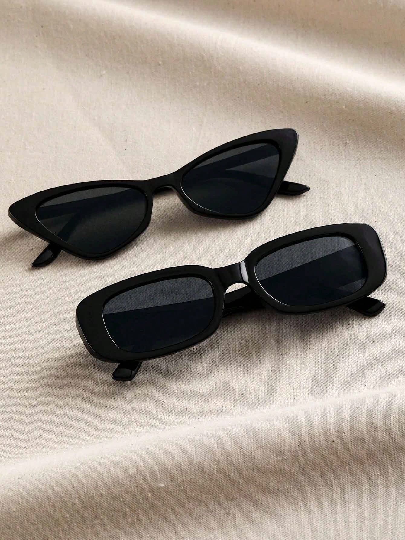 ROMWE Goth 2pcs Women's Simple & Casual Fashion Glasses Suitable For Daily Use