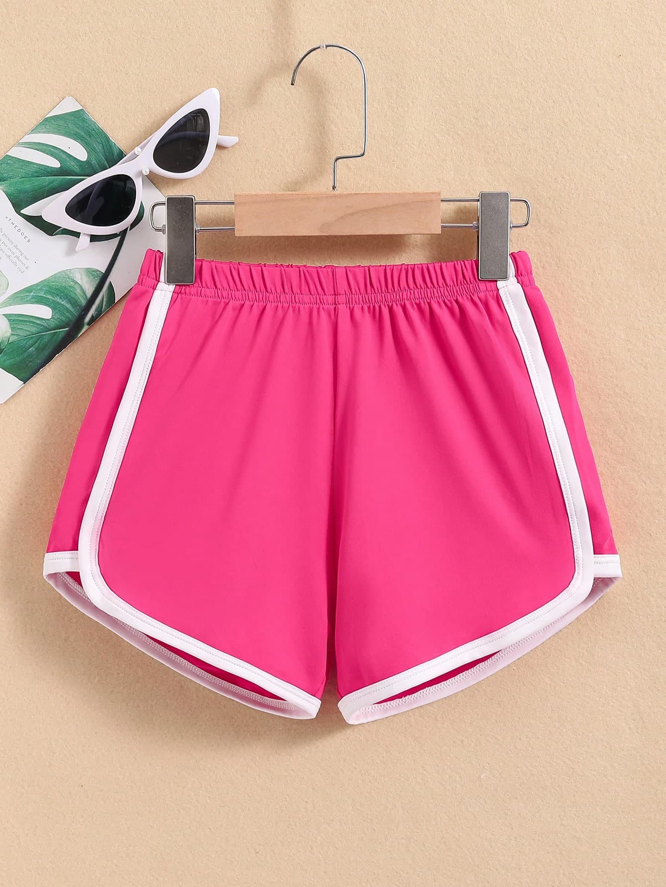 Tween Girl Contrast Trim Dolphin Hem Shorts Summer Holiday