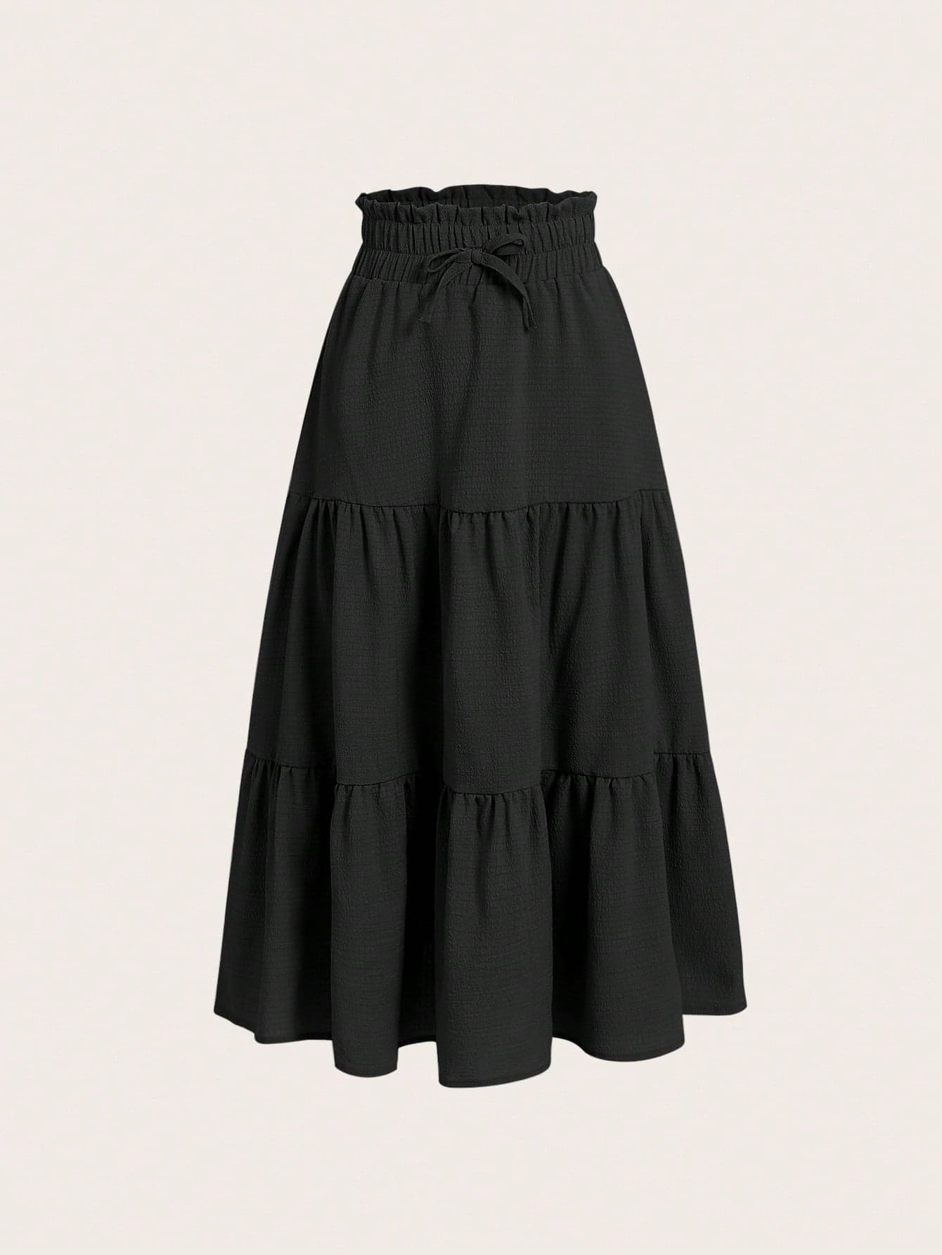 SHEIN Girlism Tween Girl Drawstring Waist Ruffle Hem Skirt
