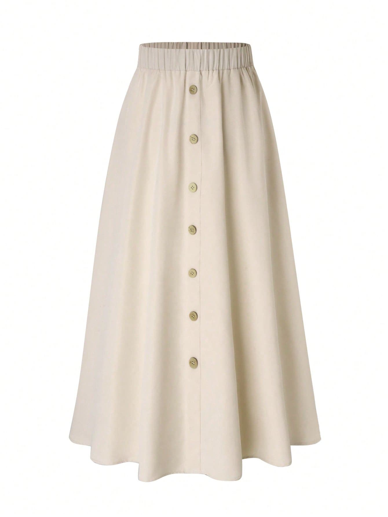 SHEIN Unity Plus Button Front Flare Skirt Fall