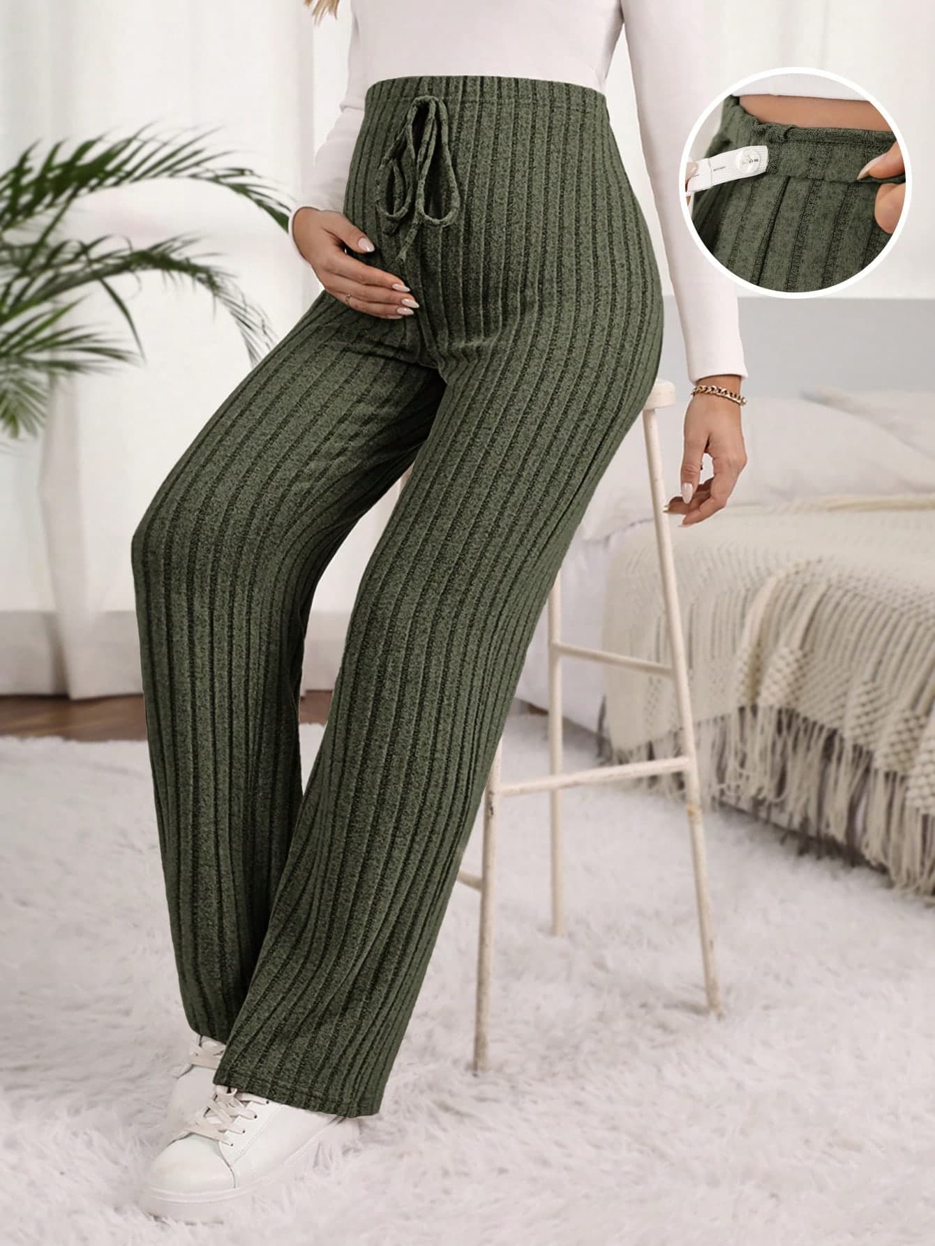 SHEIN Maternity High Waisted Ribbed Pants