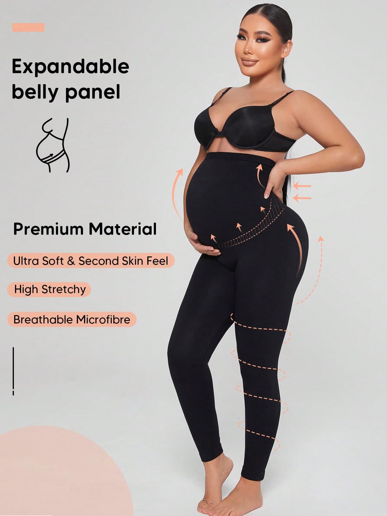 Maternity High Waist Leggings Casual Black Spring