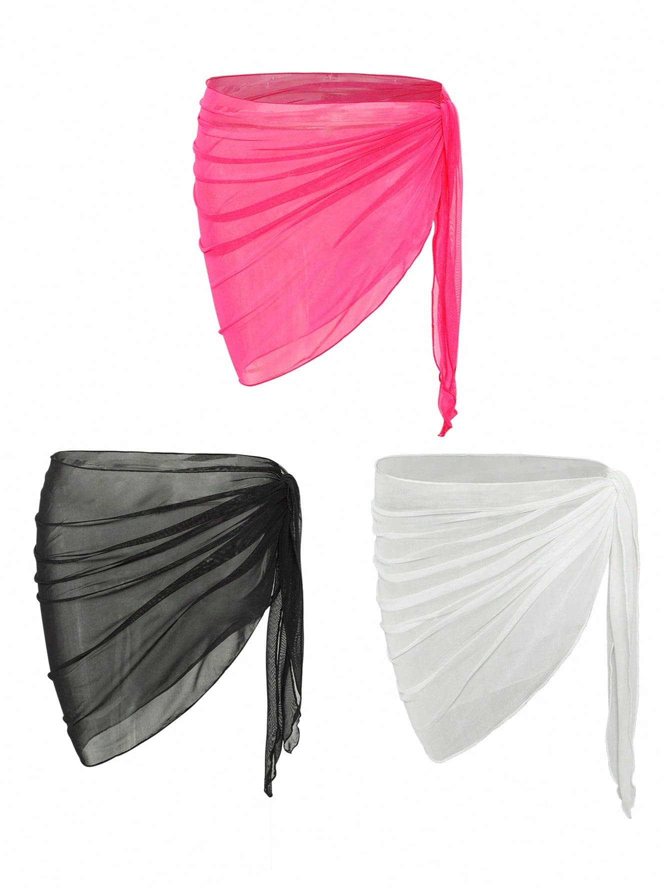 Swim Basics Summer Beach Women's Knot Side Cover Up, Top And Skirt 3pcs Set Carnival