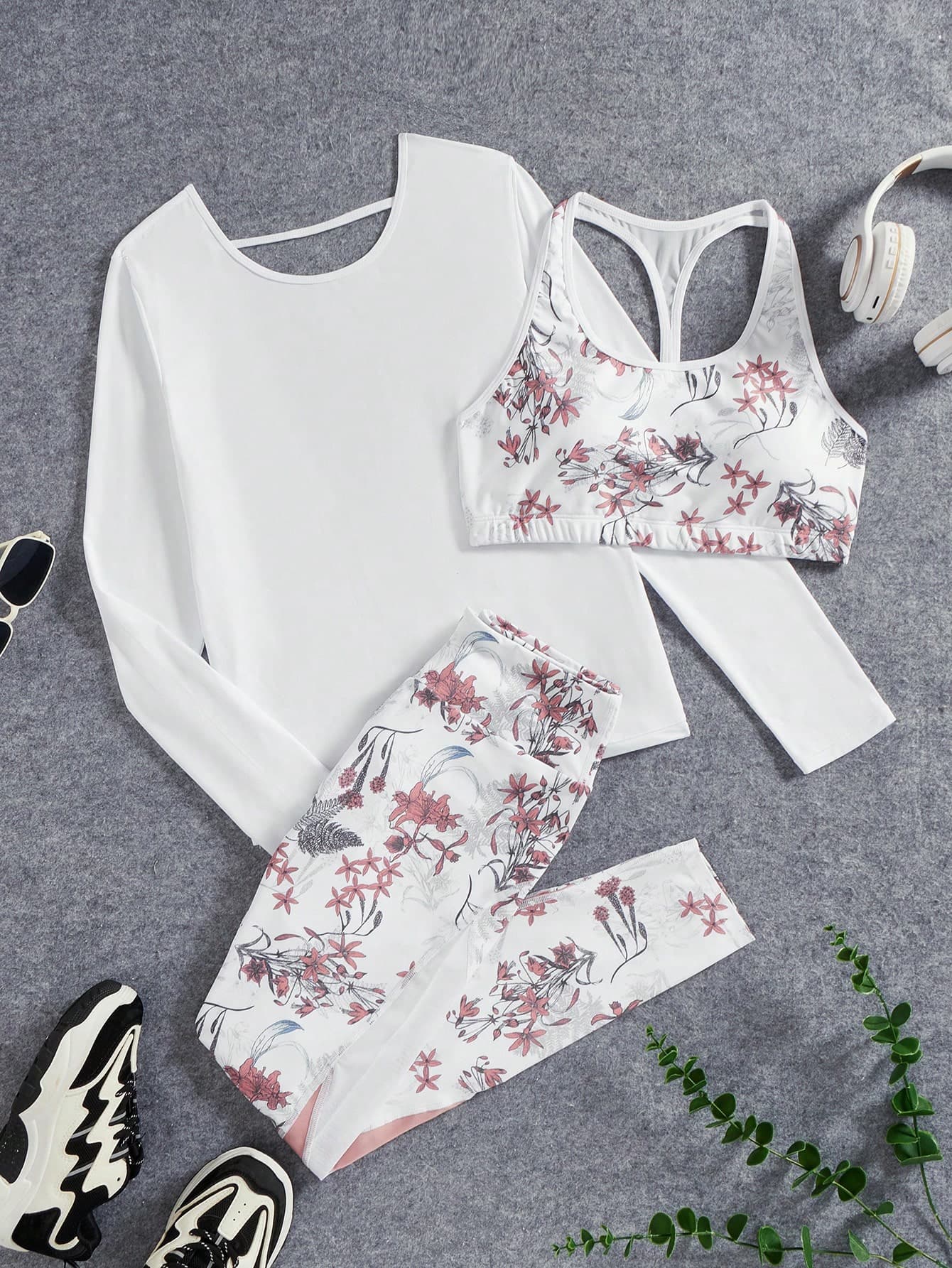 SHEIN Sports Women's & Print Sports Suit Workout Set Outfit Setwomen Workout Set