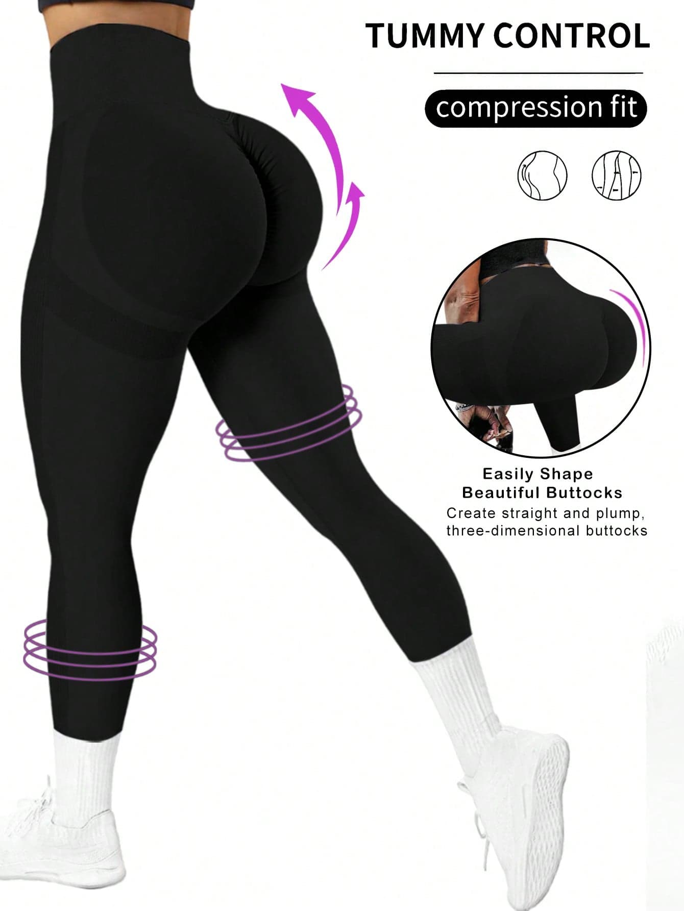 Slayform Slayform Women's High Waisted Seamless Slim Leggings, Lifting Tummy Control Compression Yoga Pants,Soft Quick-Drying 4-Way Stretch Workout Running Tights