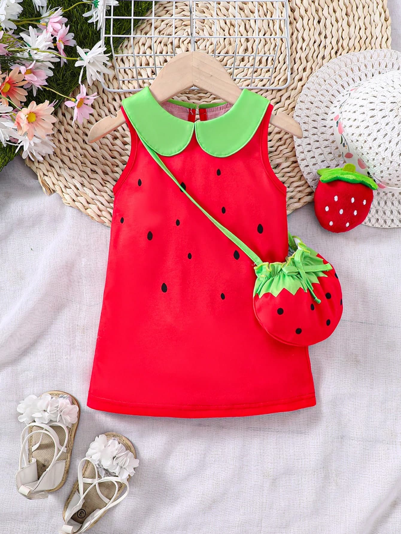 Baby Girl Watermelon Shaped Sleeveless Dress