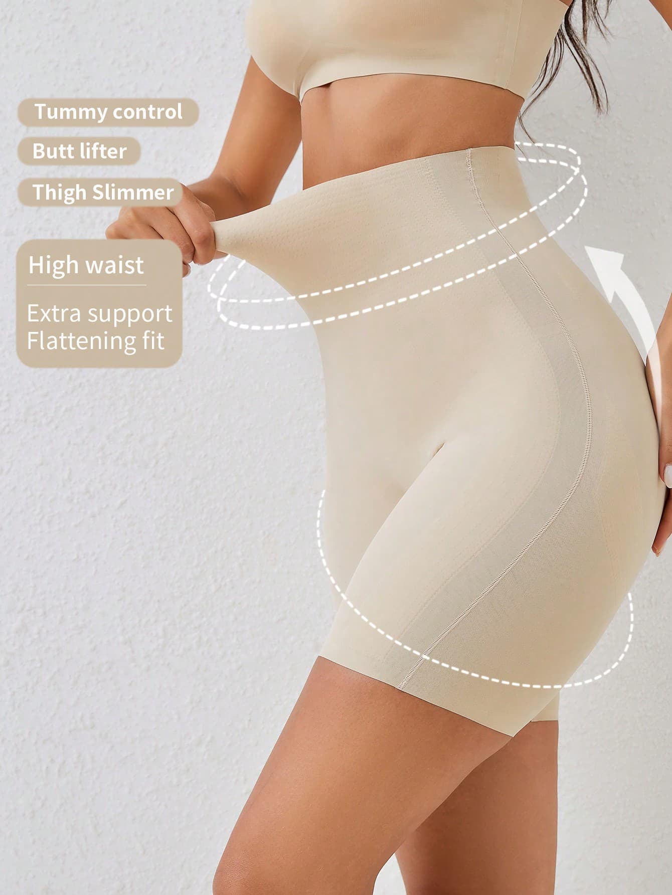 SHEIN Women's High Waisted Shapewear Shorts In Solid Color