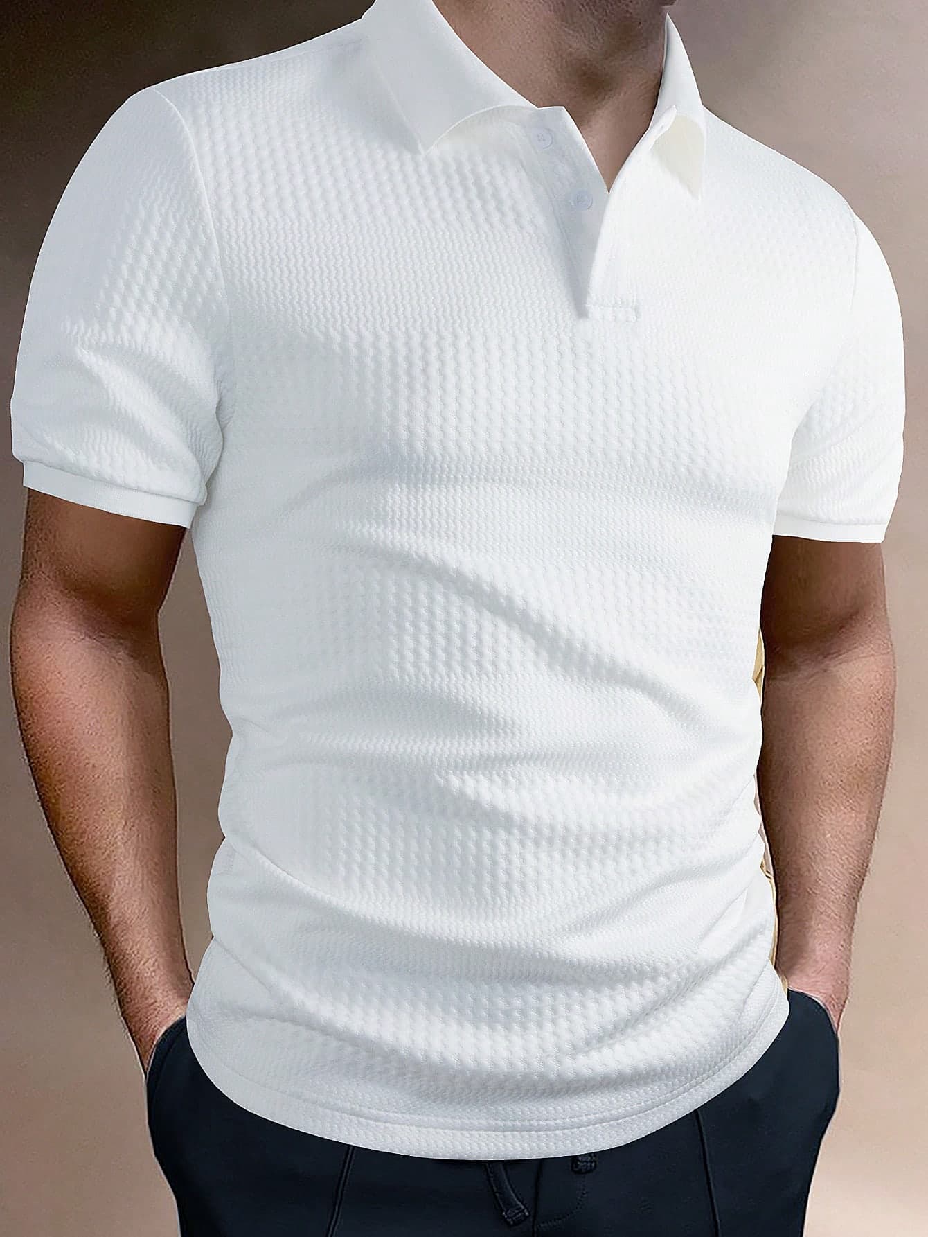 Manfinity Homme Men's Solid Color Short Sleeve Polo Shirt, Button Up Collar Plain Polo Shirt, Going Out Casual Husband, Formal