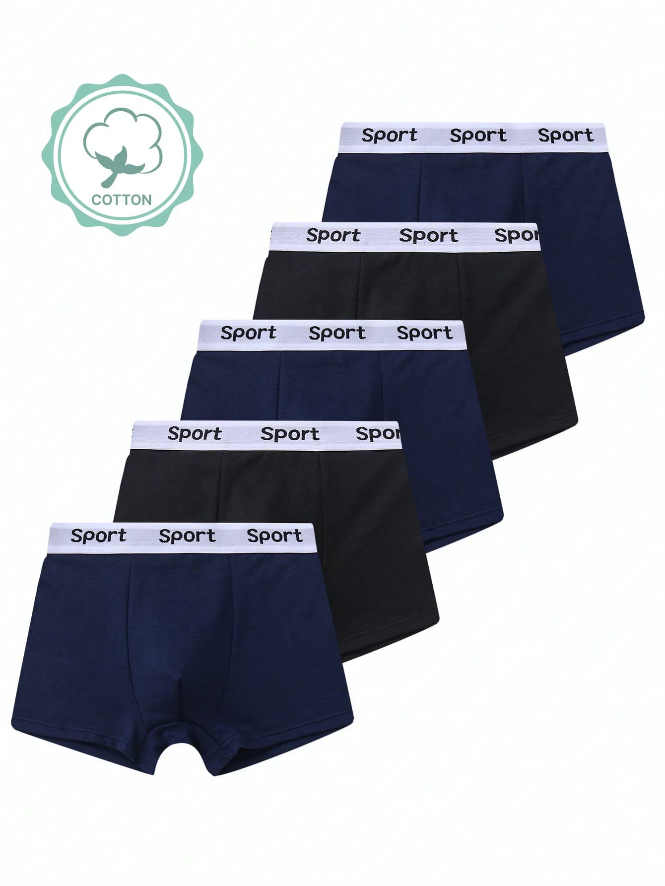 5pcs Teen Boys Underwear Briefs With Letter Printed Waistband, Sporty