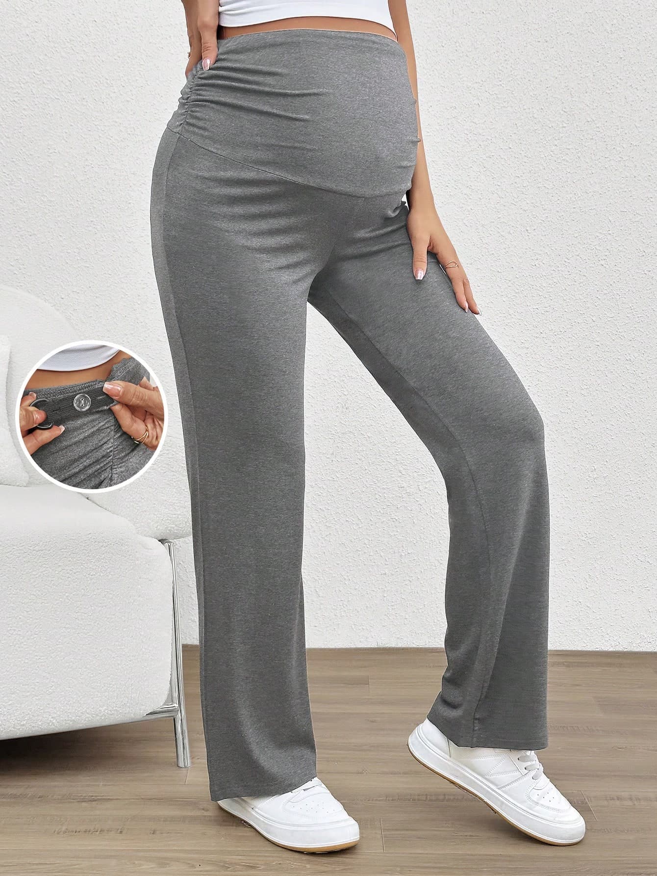 SHEIN Maternity Supportive Adjustable Waistband Pants World Cup Fall