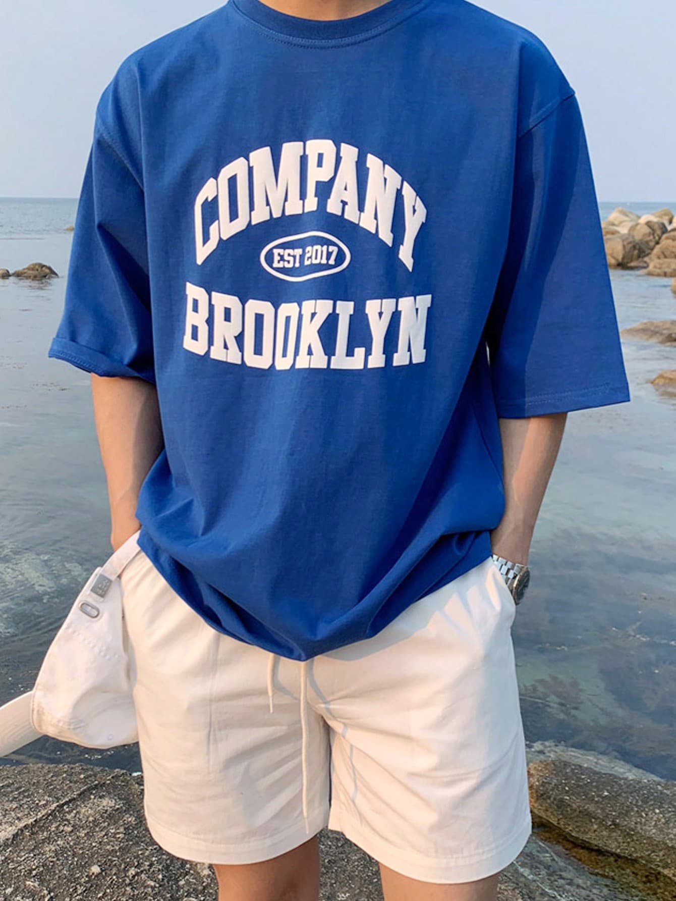 DAZY Men Letter Graphic Drop Shoulder Tee
