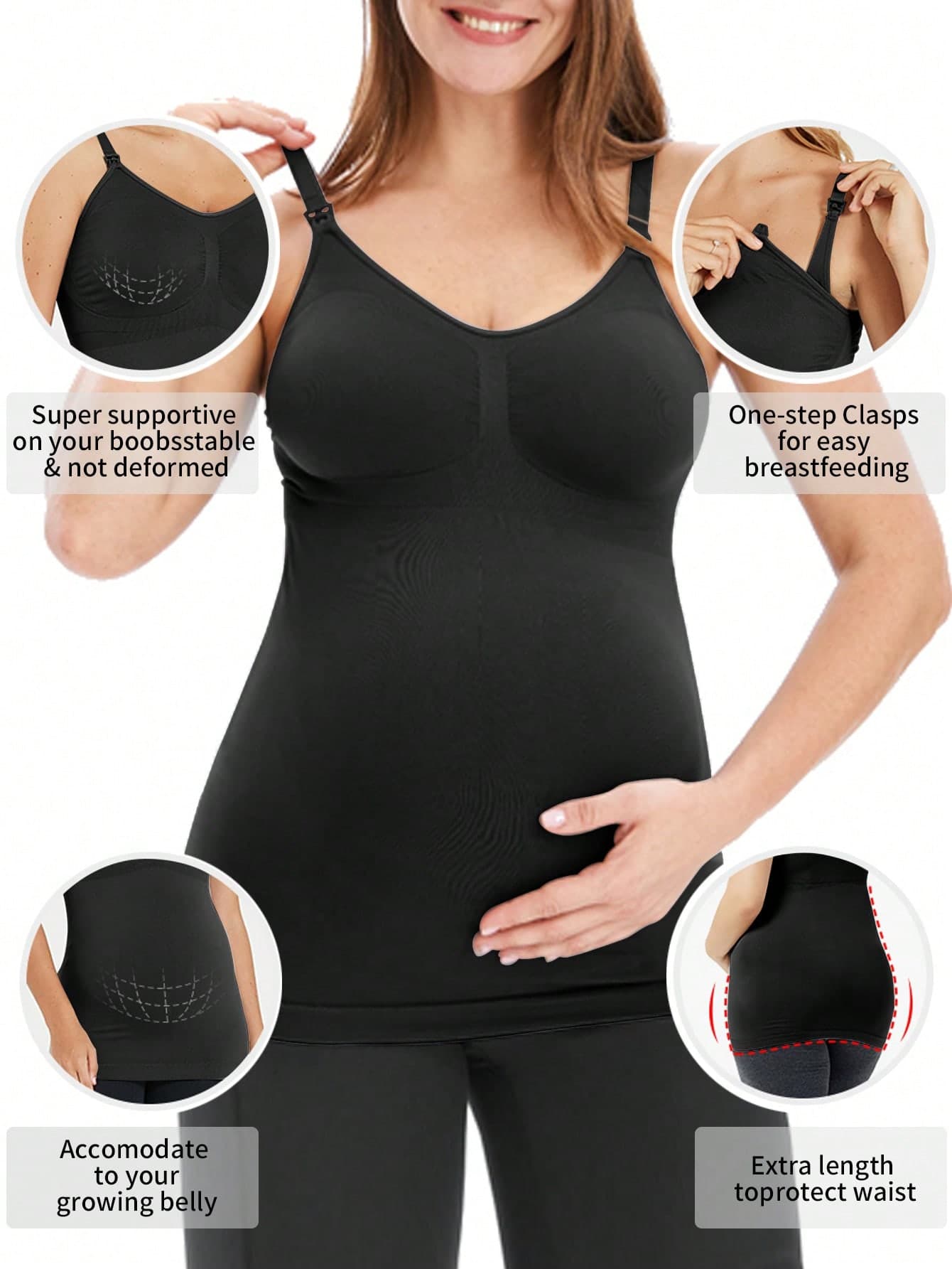 SHEIN Pregnancy Seamless Yoga Workout Adjustable Strap Camisole Tank Top For Maternity