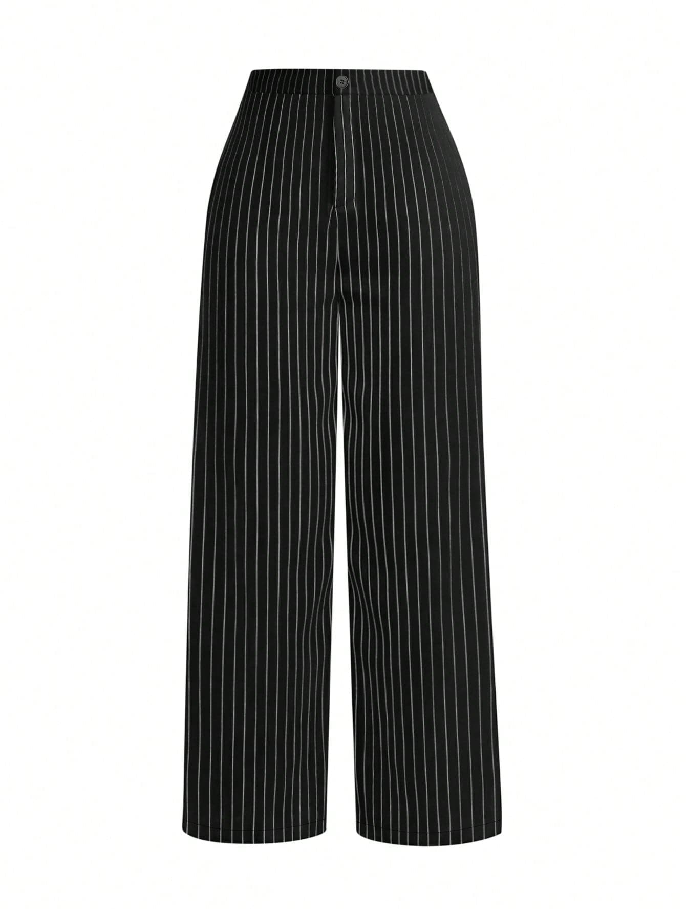 SHEIN LUNE Plus Size Women's Vertical Striped Straight Leg Pants Fall Cloth For Women