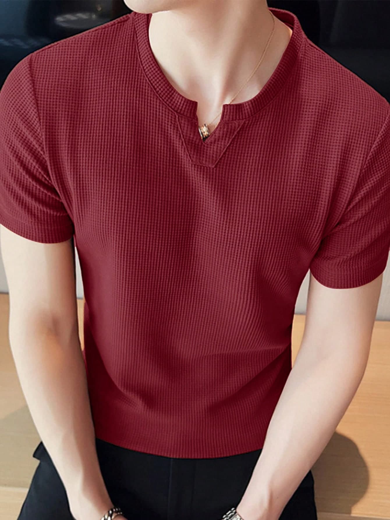 Manfinity Homme Men's Solid Color Texture Fabric T-Shirt