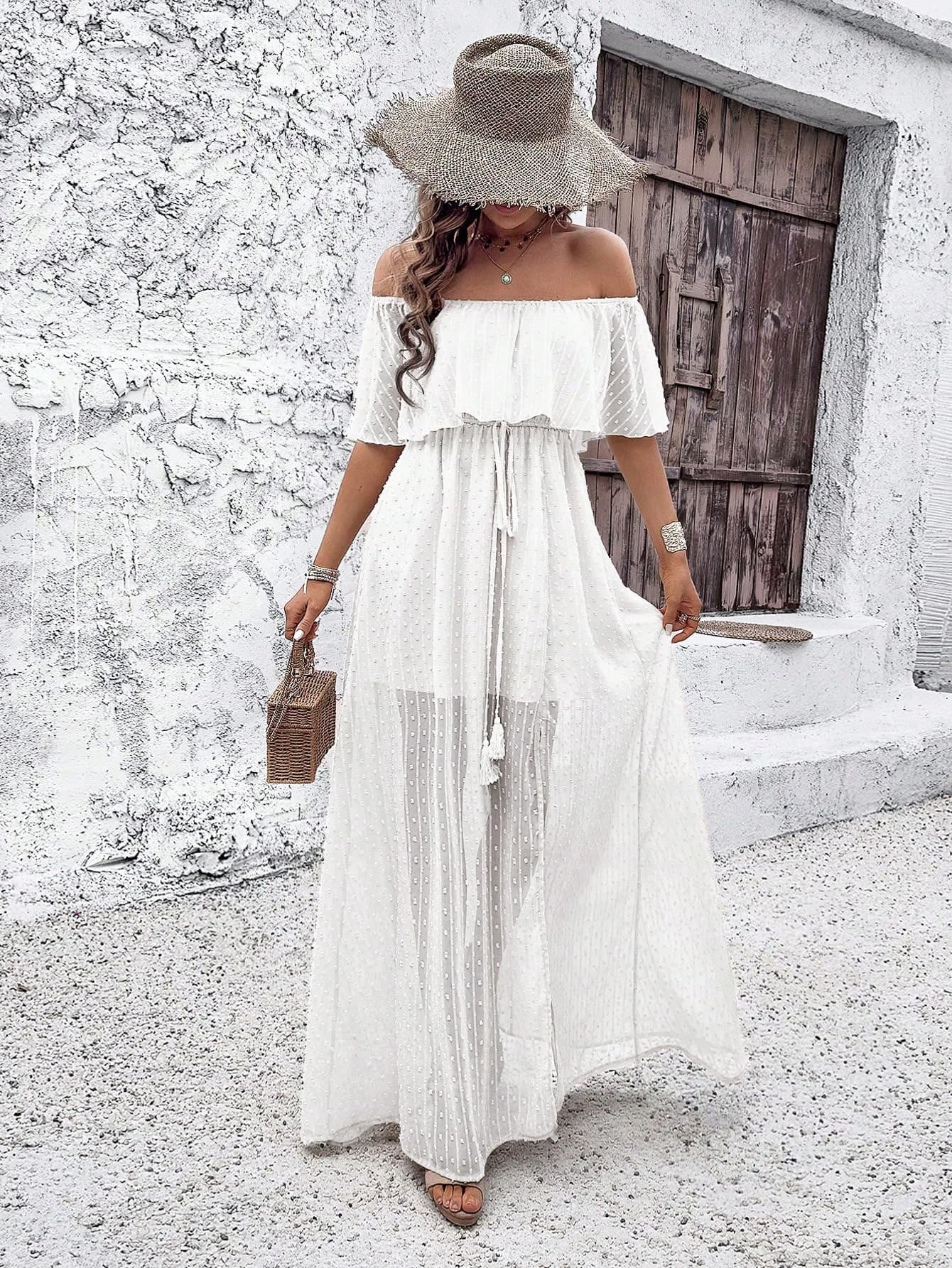 Breezaya Ladies Solid Color Sheer Dress Maxi Vacation Beach Outfits Women