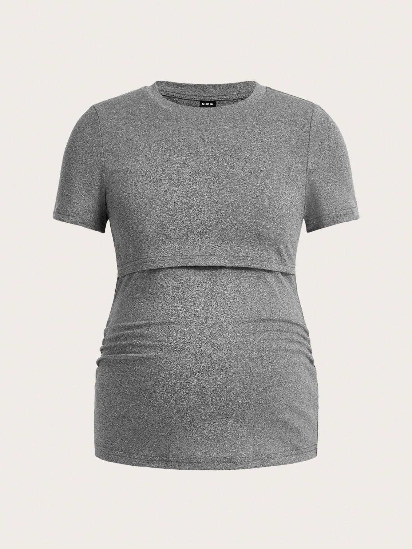 SHEIN Maternity Solid Nursing Detail Round Neck Tee World Cup
