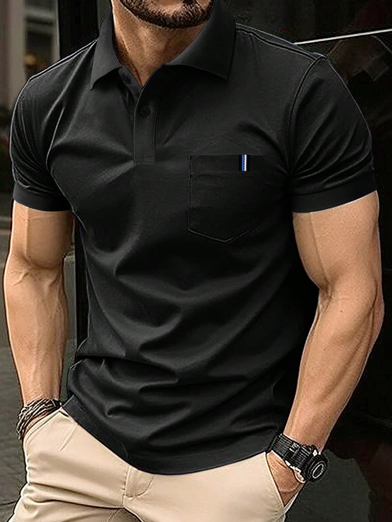 Manfinity Homme Men's Summer Polo Shirts Suitable For Daily Office Wear, Formal