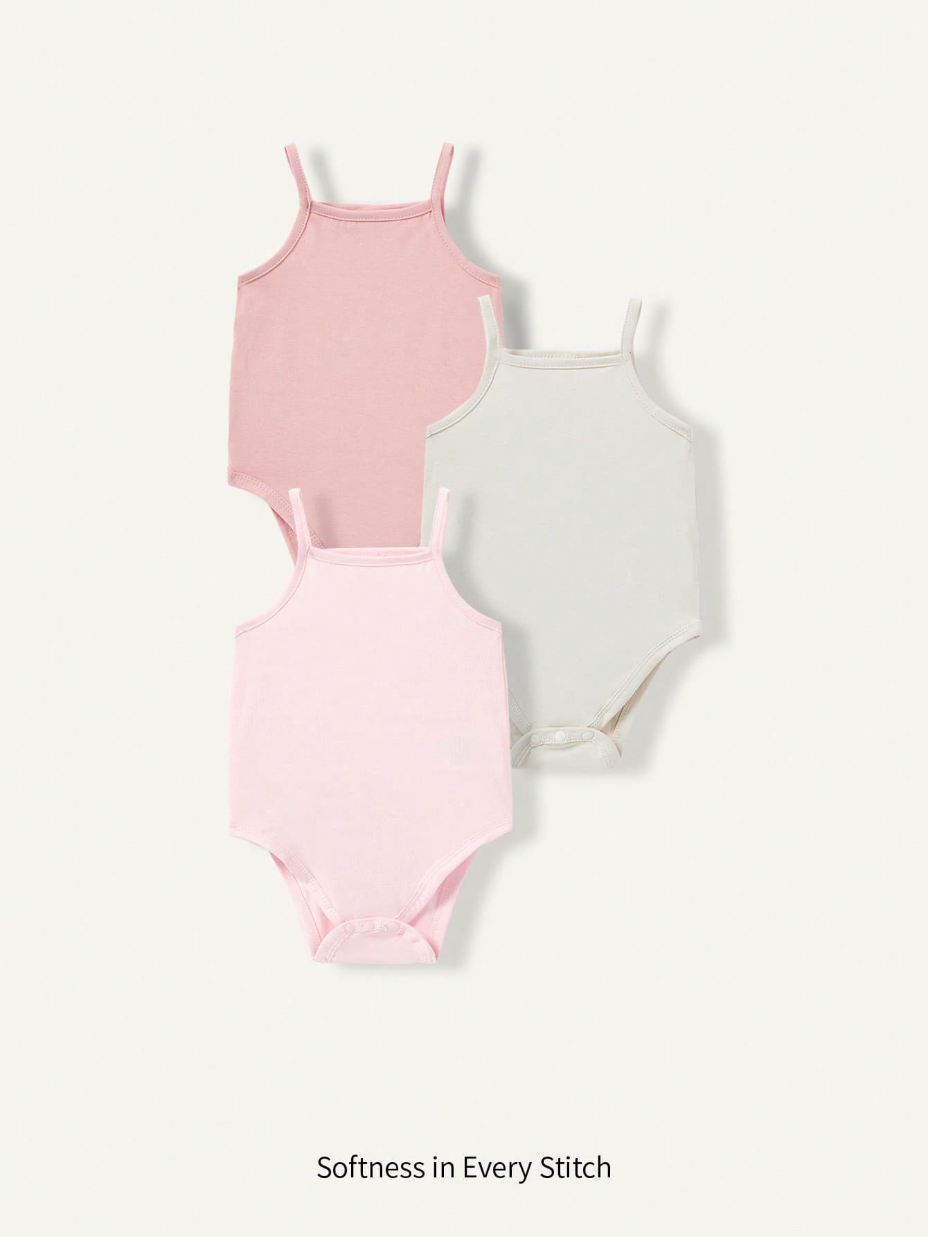 Cozy Pixies Baby Girl Knitted Soft Solid Color 3pcs Tank Bodysuit Set, Baby Girl