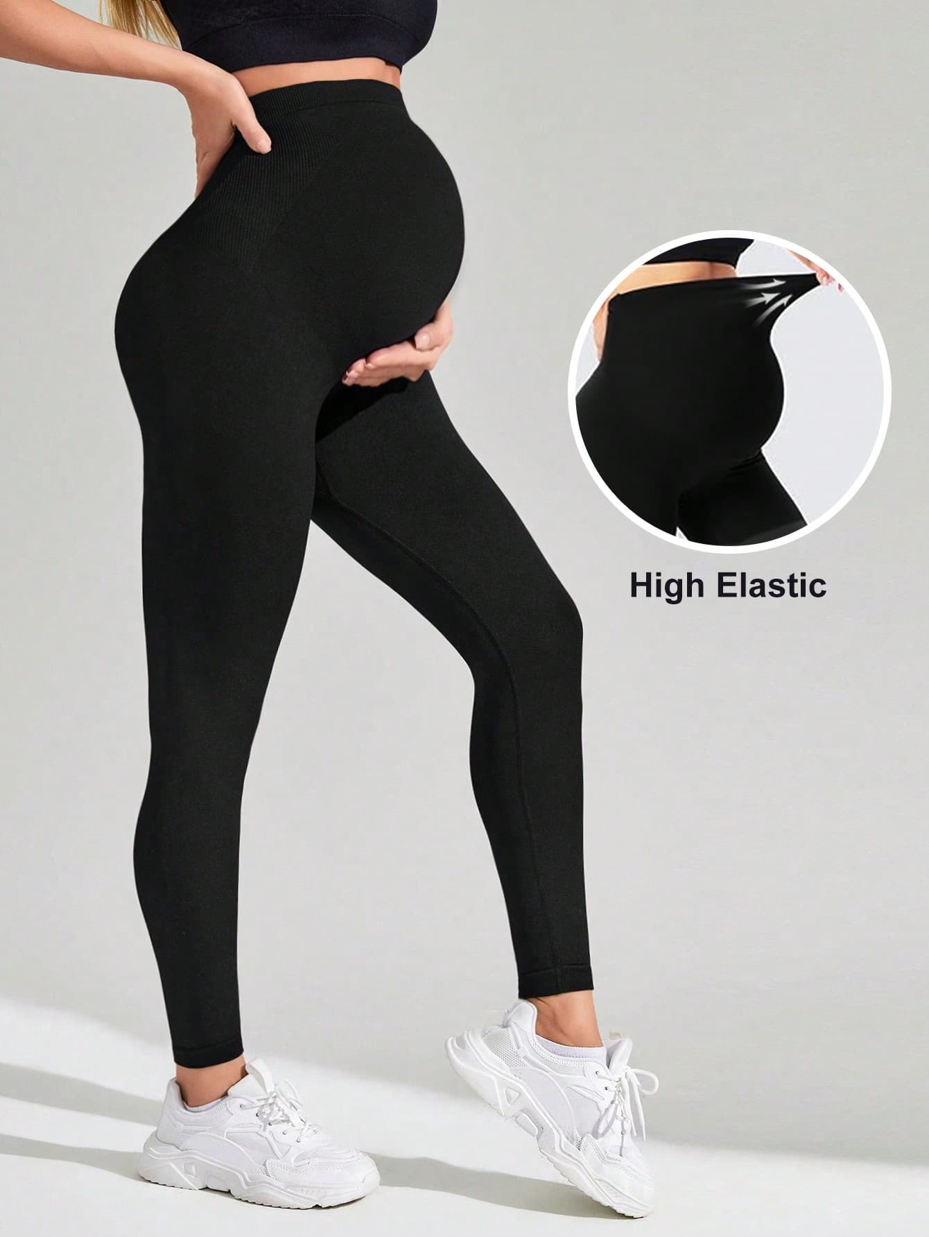 SHEIN Maternity Seamless Yoga Athletic Leggings