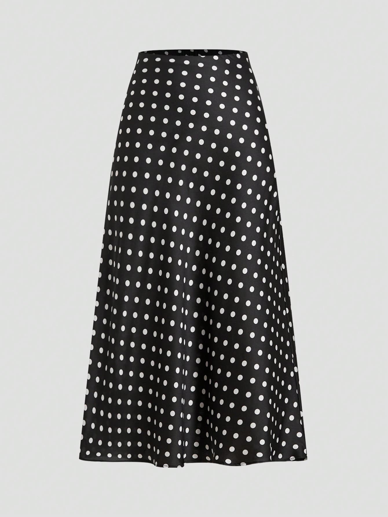 Firerie Elegant Polka Dot Satin Skirt,Wedding Guest Dress For Women,Elegant Dresses For Party ,Spring Break Outfits,Vacation Outfits Women,Graduation Dress