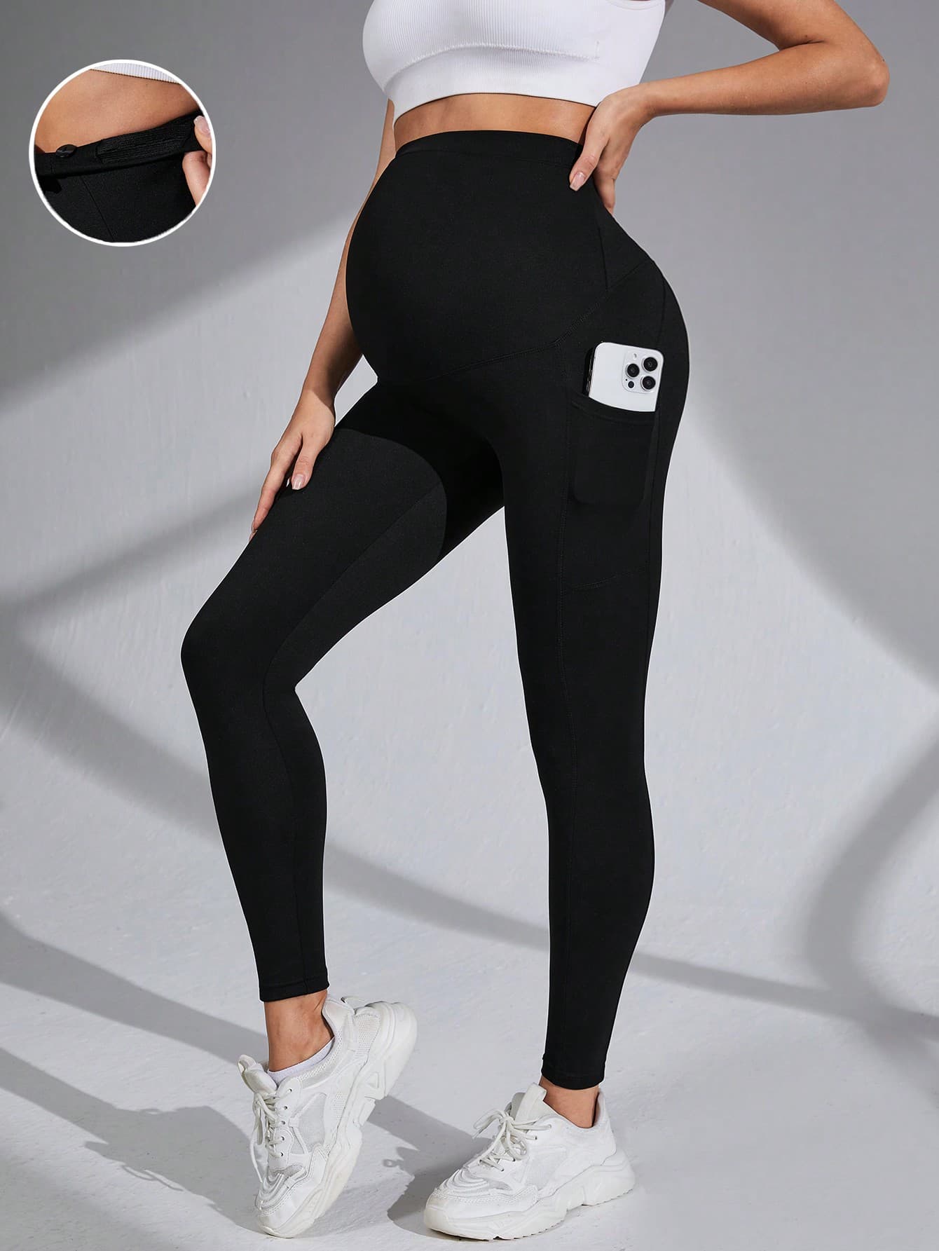SHEIN Pregnant Women\ Solid Color Simple Daily Leggings For Maternity