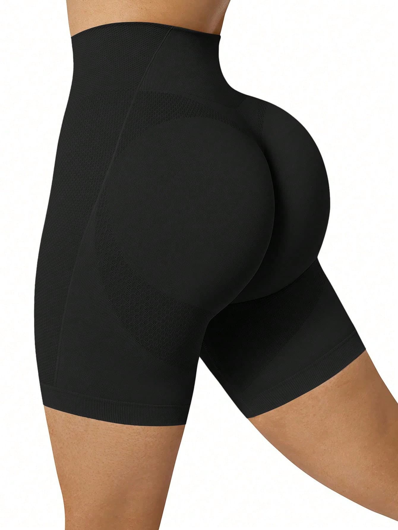 Slayform Slayform Seamless High Stretch Slim Fit High Waist Sports Shortsbiker Shorts Black Shorts