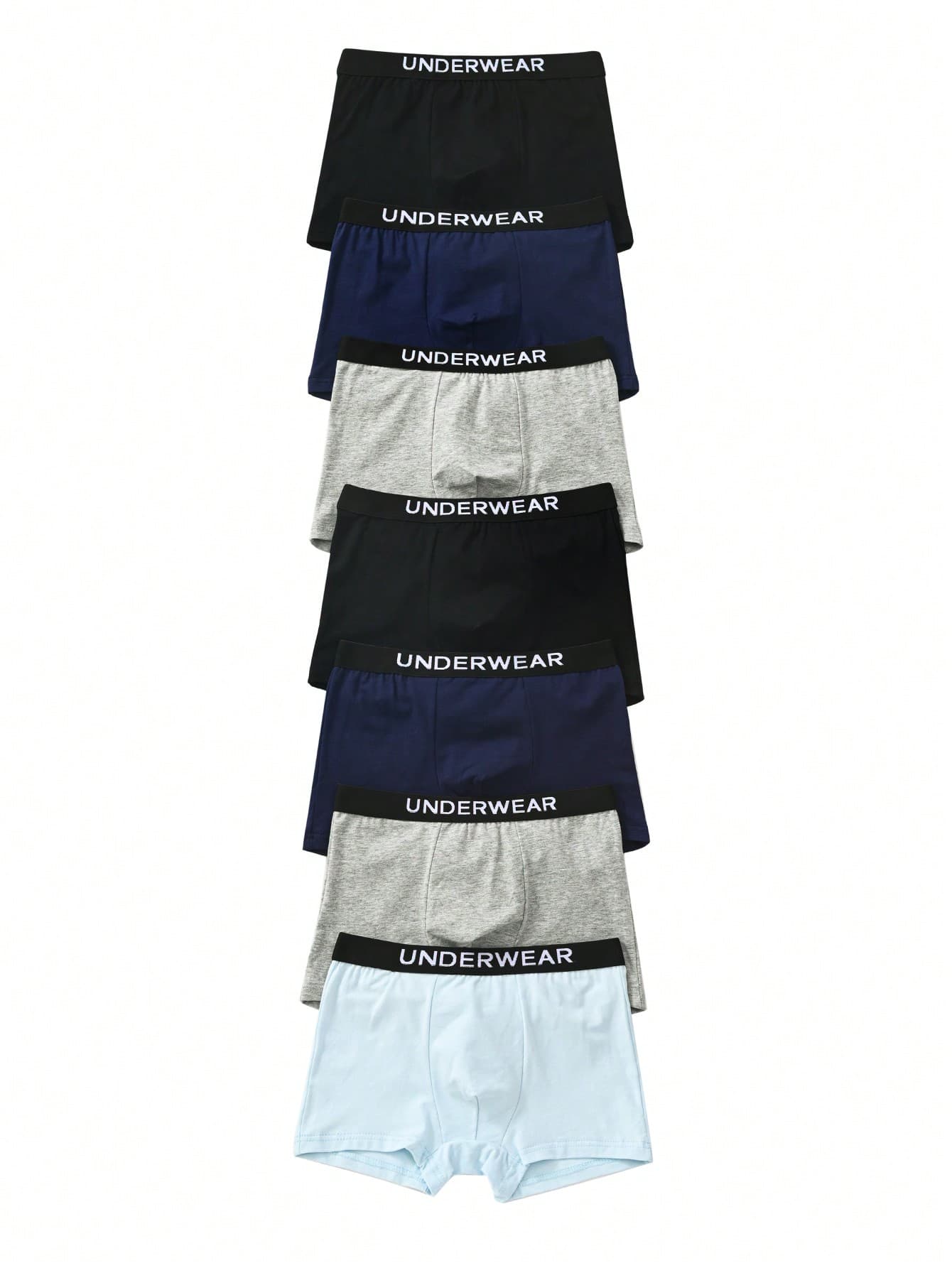 Tween Boys' Comfortable High Waist Letter Tape Stretch Cotton Boxer Briefs 7 Packs