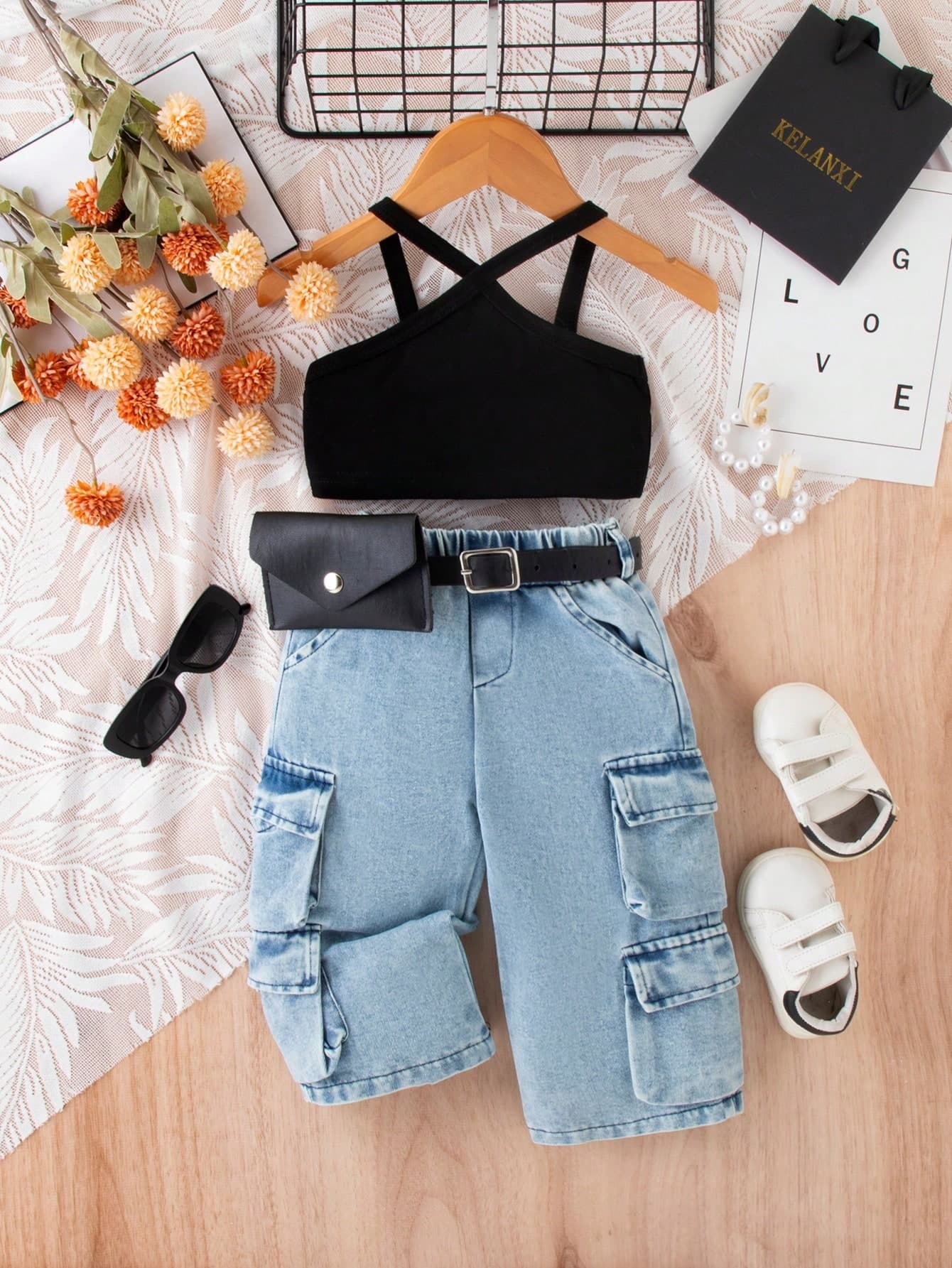 Baby Girl Sassy Casual Denim Outfit Set For Summer