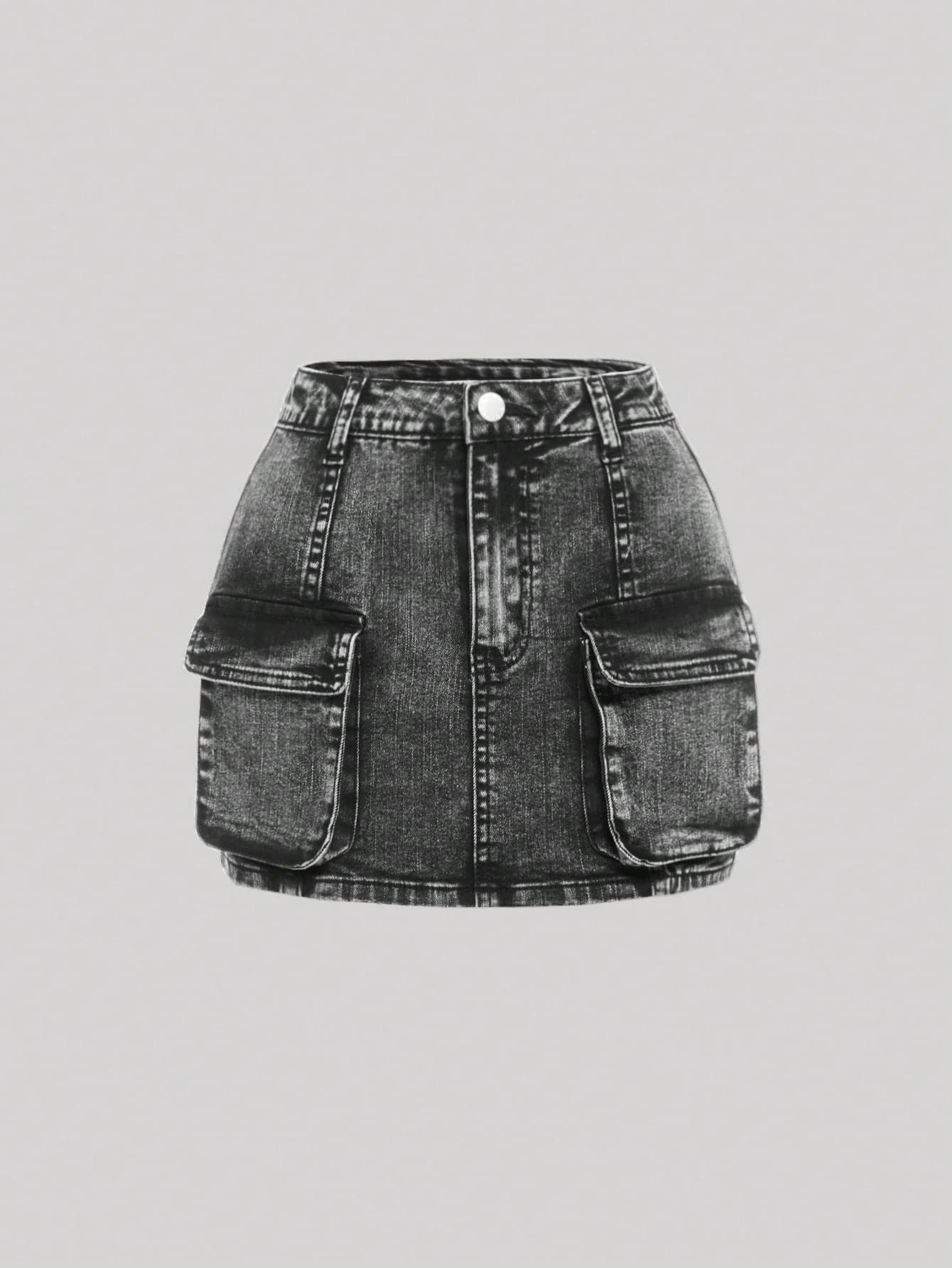 SHEIN Girlism Teen Girl Casual Fit Workwear Denim Skirt, Summer