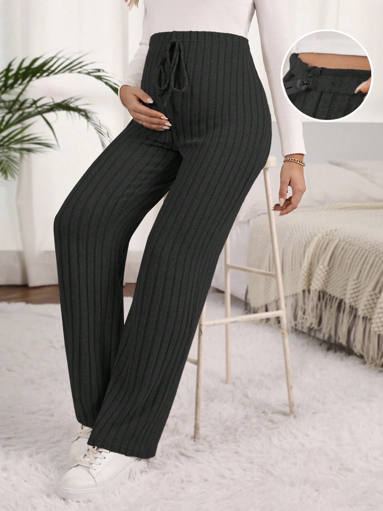 GentleRue Maternity Maternity High Waist Ribbed Pants Fall