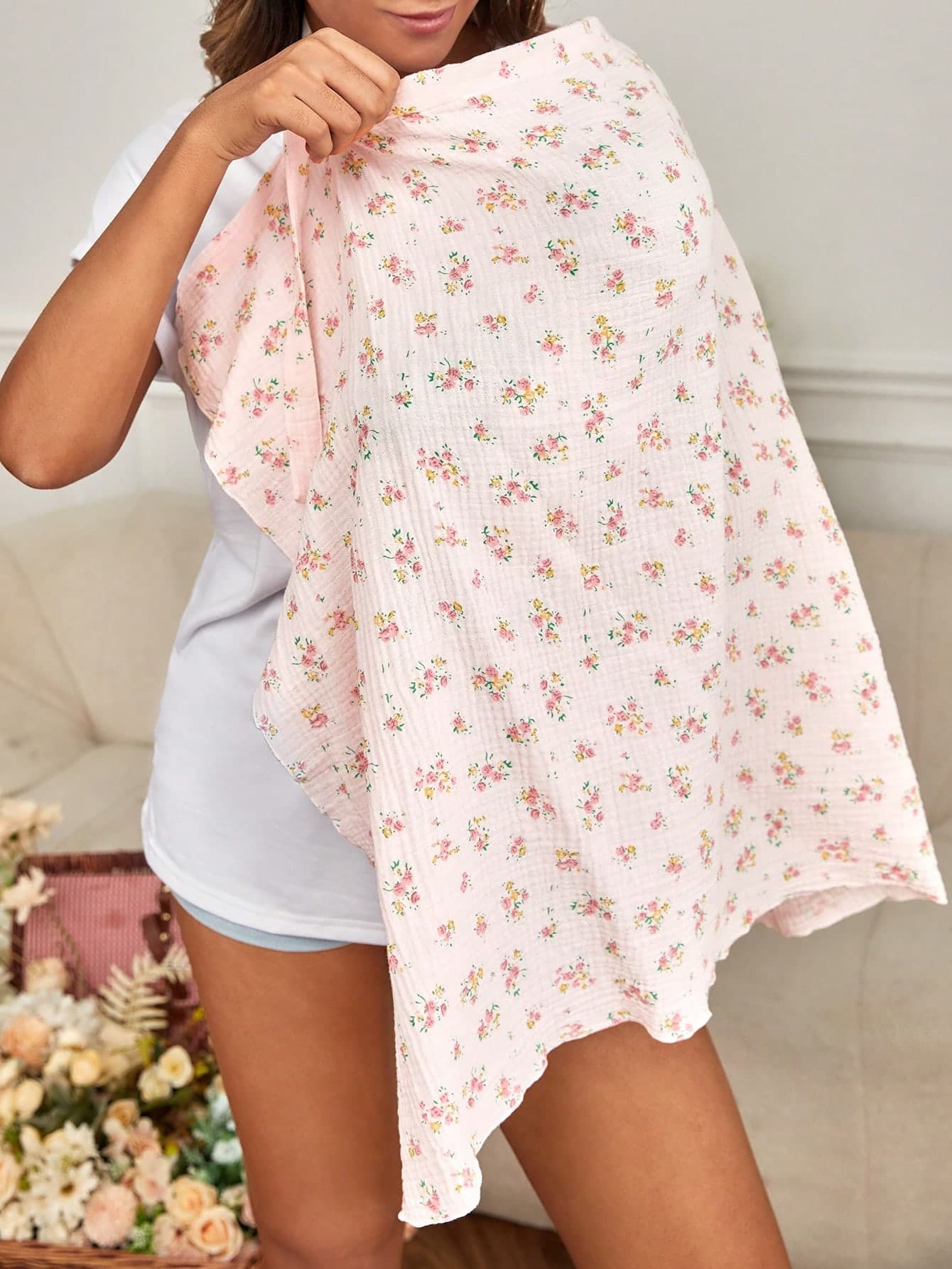 1pc Breathable And Soft Gauze Nursing Cover For Mothers