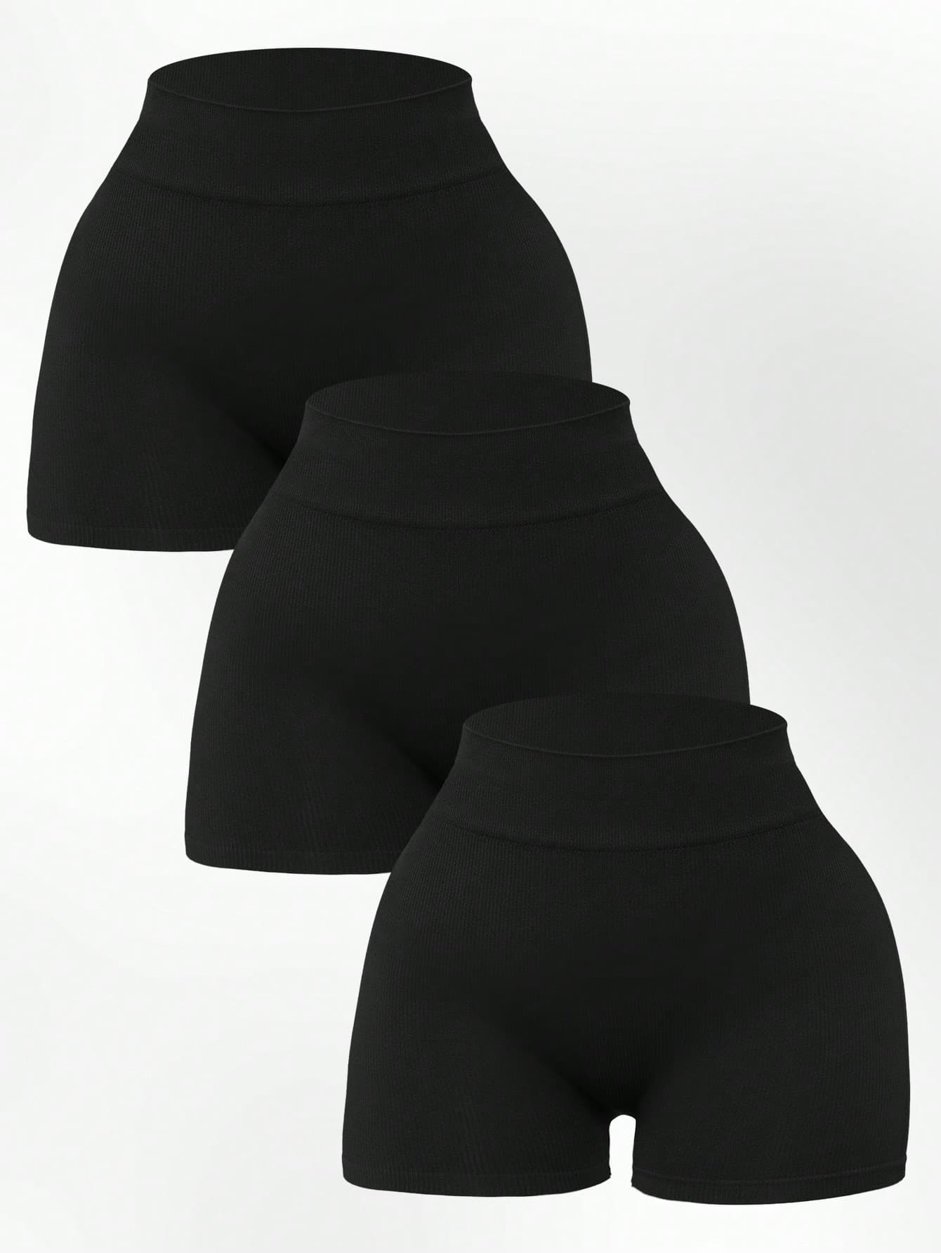 Velisys Velisys 3 PCS  Women's Solid Color High Waist Workout Shorts For Daily ExerciseWomen Sweat Short, Gym Short, Biker Short