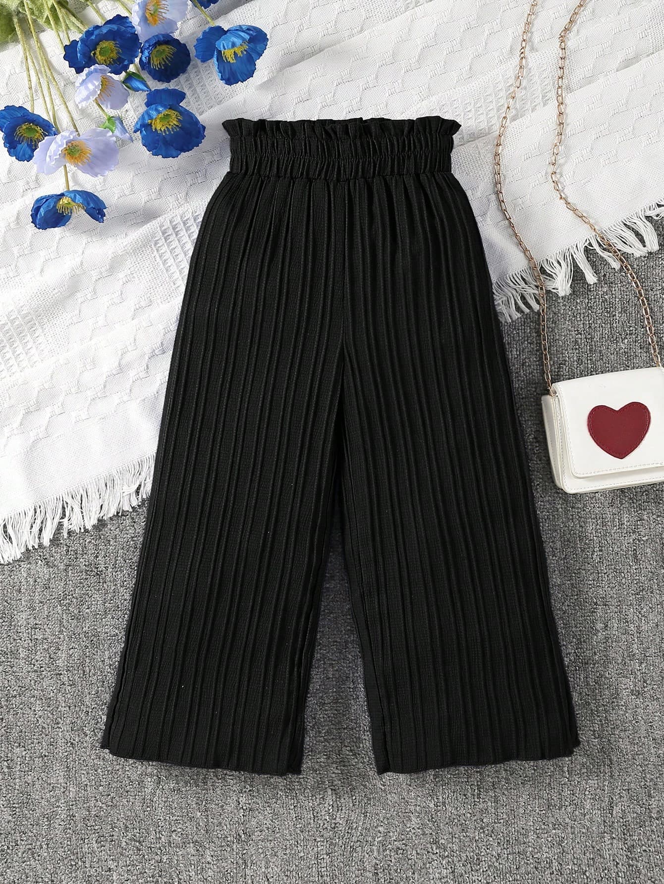 SHEIN Genkimix Kids Young Girls' Solid Color Simple Daily Pants