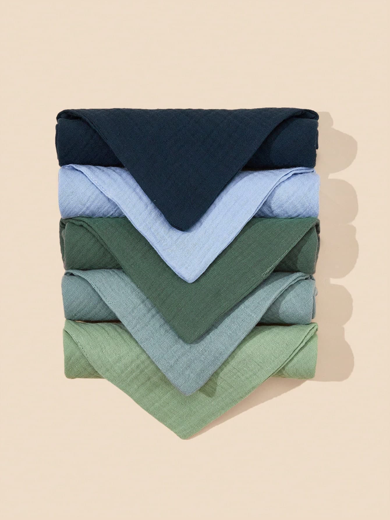 5pcs Baby Pure Cotton Muslin Cloth Handkerchief For Wiping Mouth And Feeding, Square Bandana Bibs
