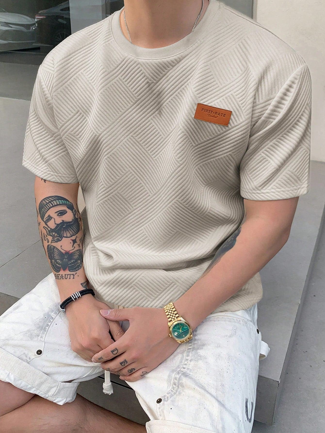 DAZY Men's Summer Letter Printed Round Neck Short Sleeve Casual T-Shirt
