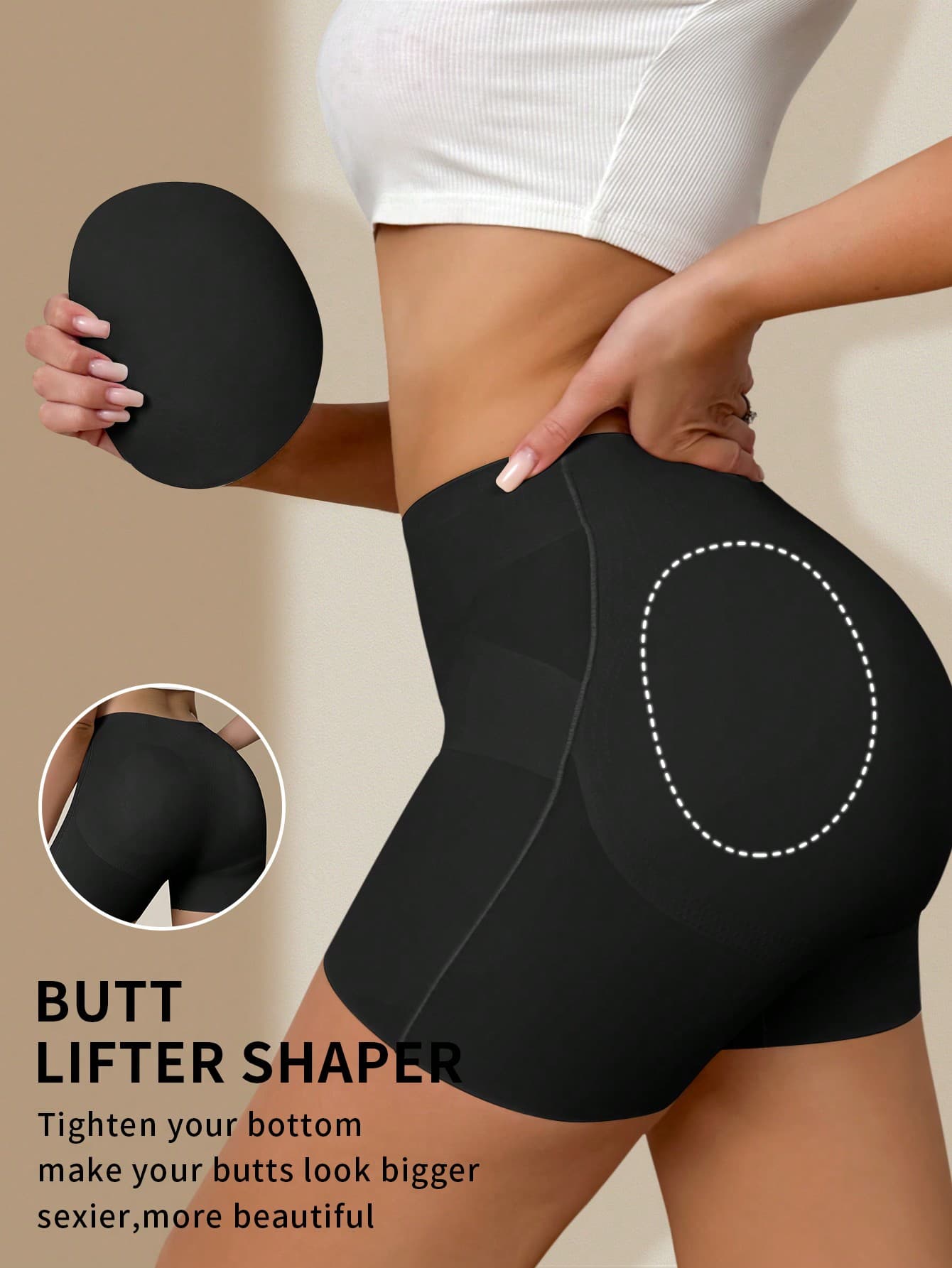 SHEIN Women's Body Shaping Underwear Breathable Seamless Right Angle Elastic Waist Abdomen Control Shorts 1pc