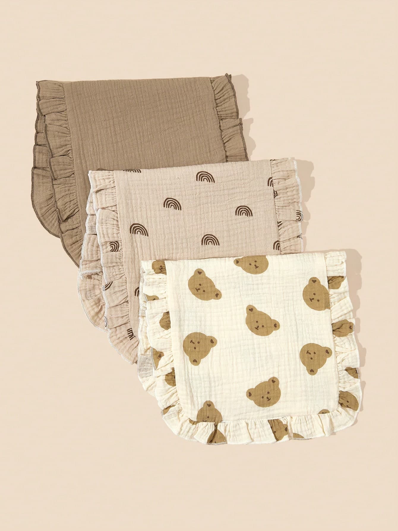 3pcs Baby Cotton Comfortable Burp Cloths, Multi-Functional Bibs