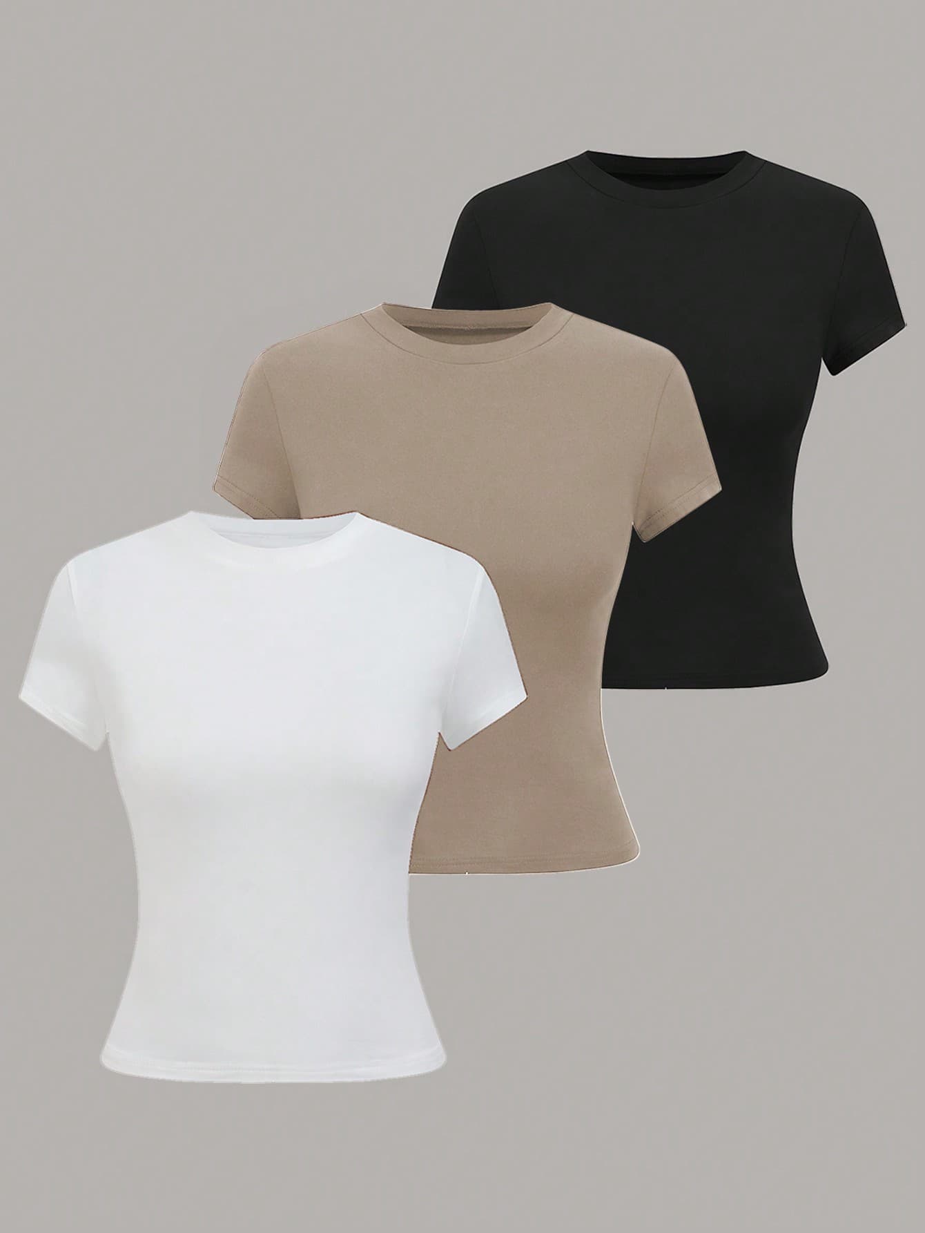 Qadelle 's Women's Summer Casual Crew Neck Short Sleeve T-Shirt Tops,Solid Color Black And White Basics Everyday For Work Office, Party