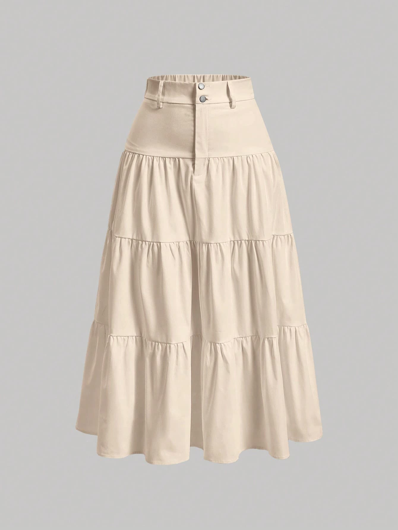 SHEIN MOD Women's Solid Color High-Waist Skirt With Ruffle Hem