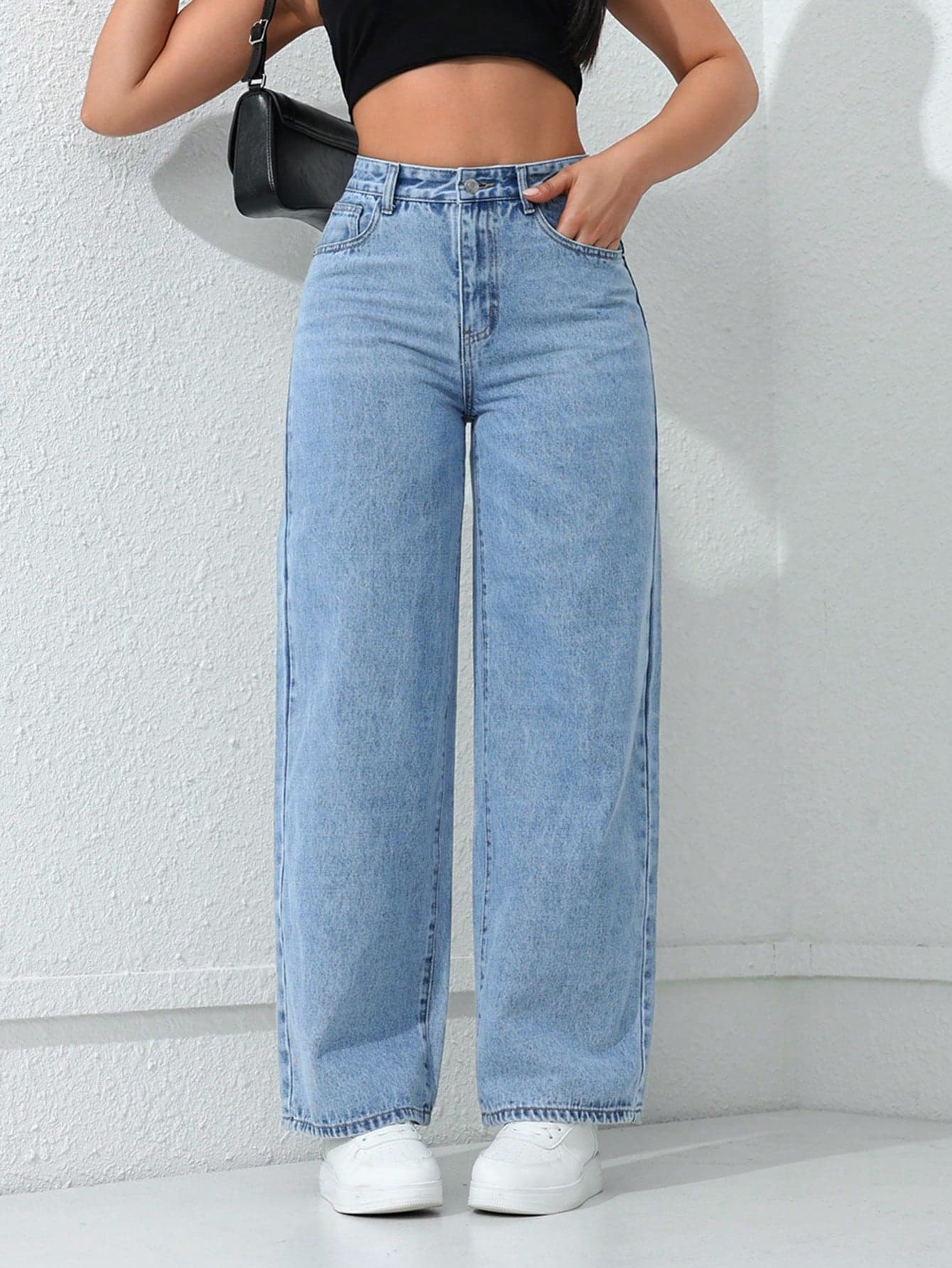SHEIN ICON Women's Loose Fit Casual Straight-Leg Jeans With Pockets