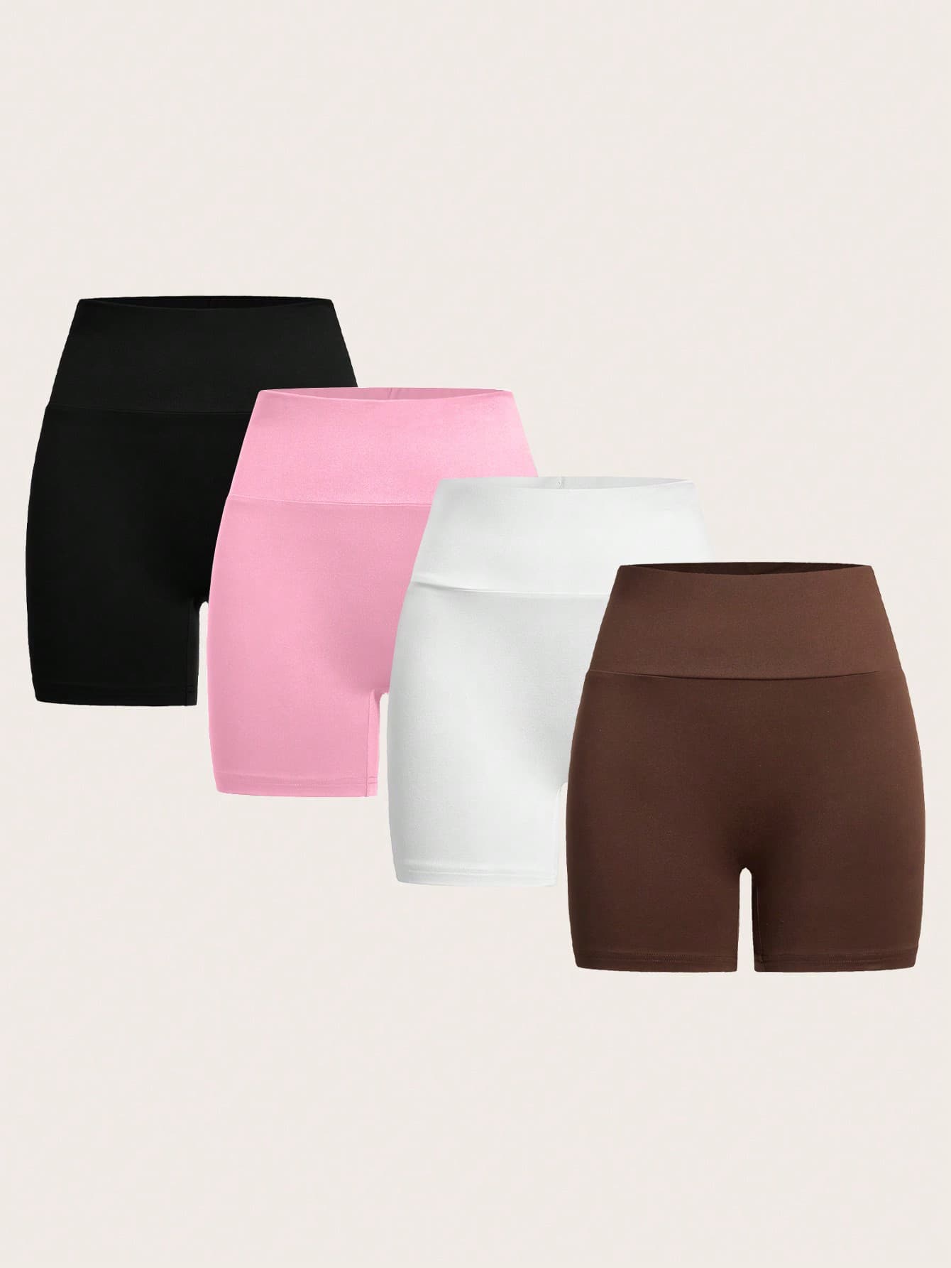 SHEIN EZwear 4pcs/Pack Women's Casual Knit Seamless Shorts, Summer Suitable For Going Out Women's Sportswear