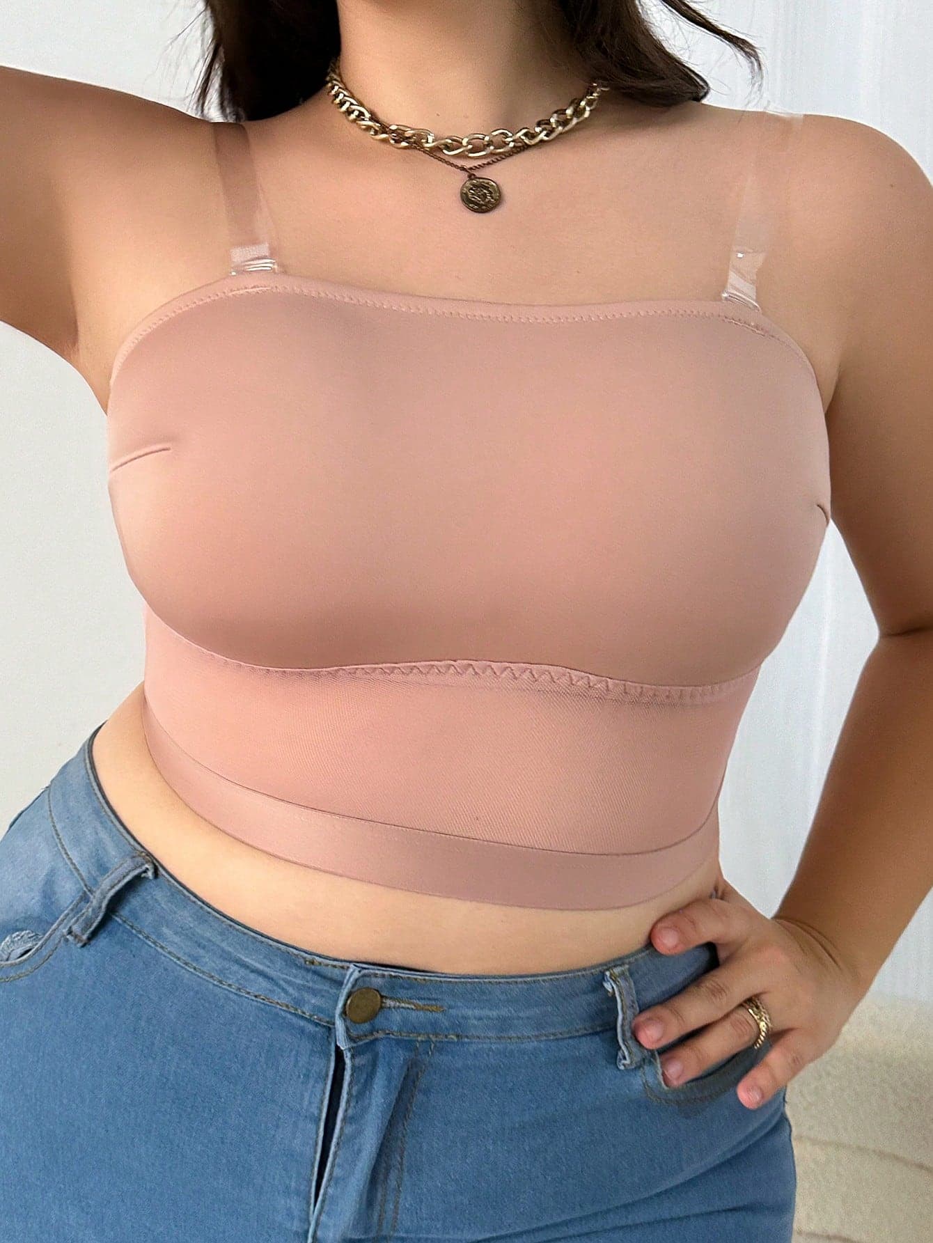 SHEIN Plus Size Solid Color Strapless Wireless Bra - 1pc