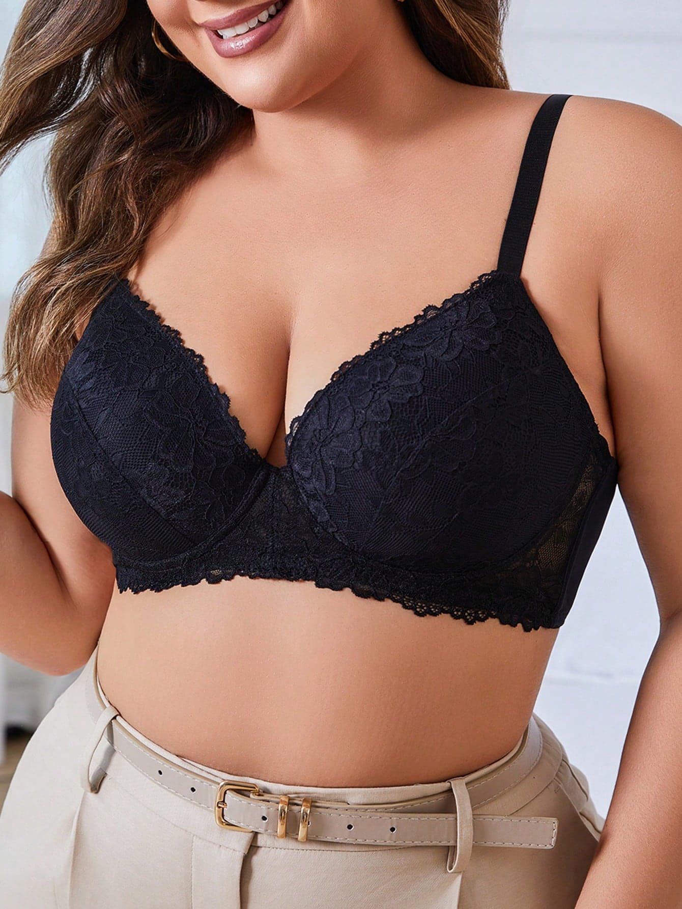 DesireSculpt Plus Size Lace Underwire Bra Lingerie, Lift