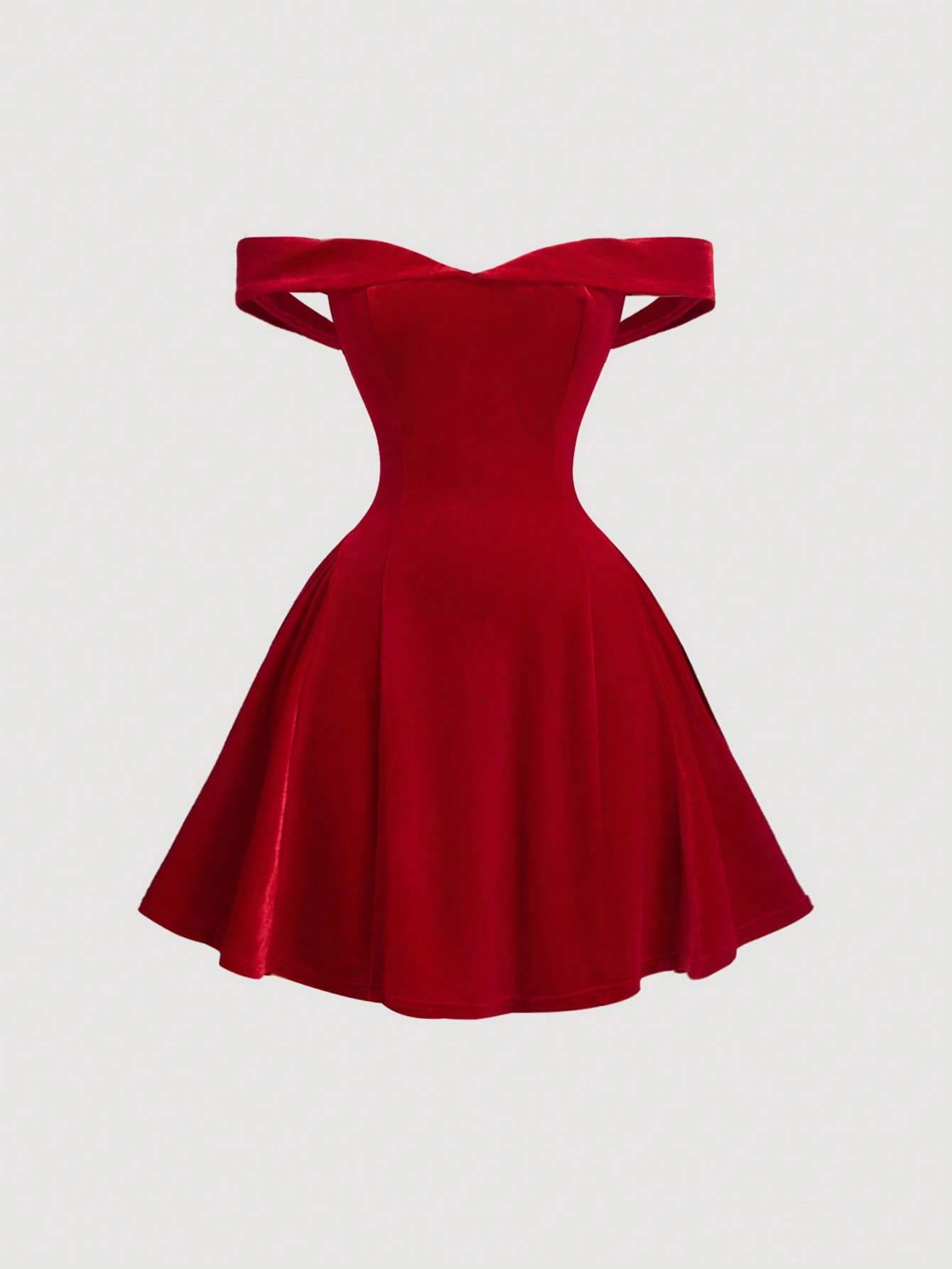 SHEIN MOD 1pc Women Red Off-The-Shoulder Retro Palace Style Short Dress,Elegant Autumn Party Wedding Guest Dress,Prom Bridesmaid Backless Birthday Dresses