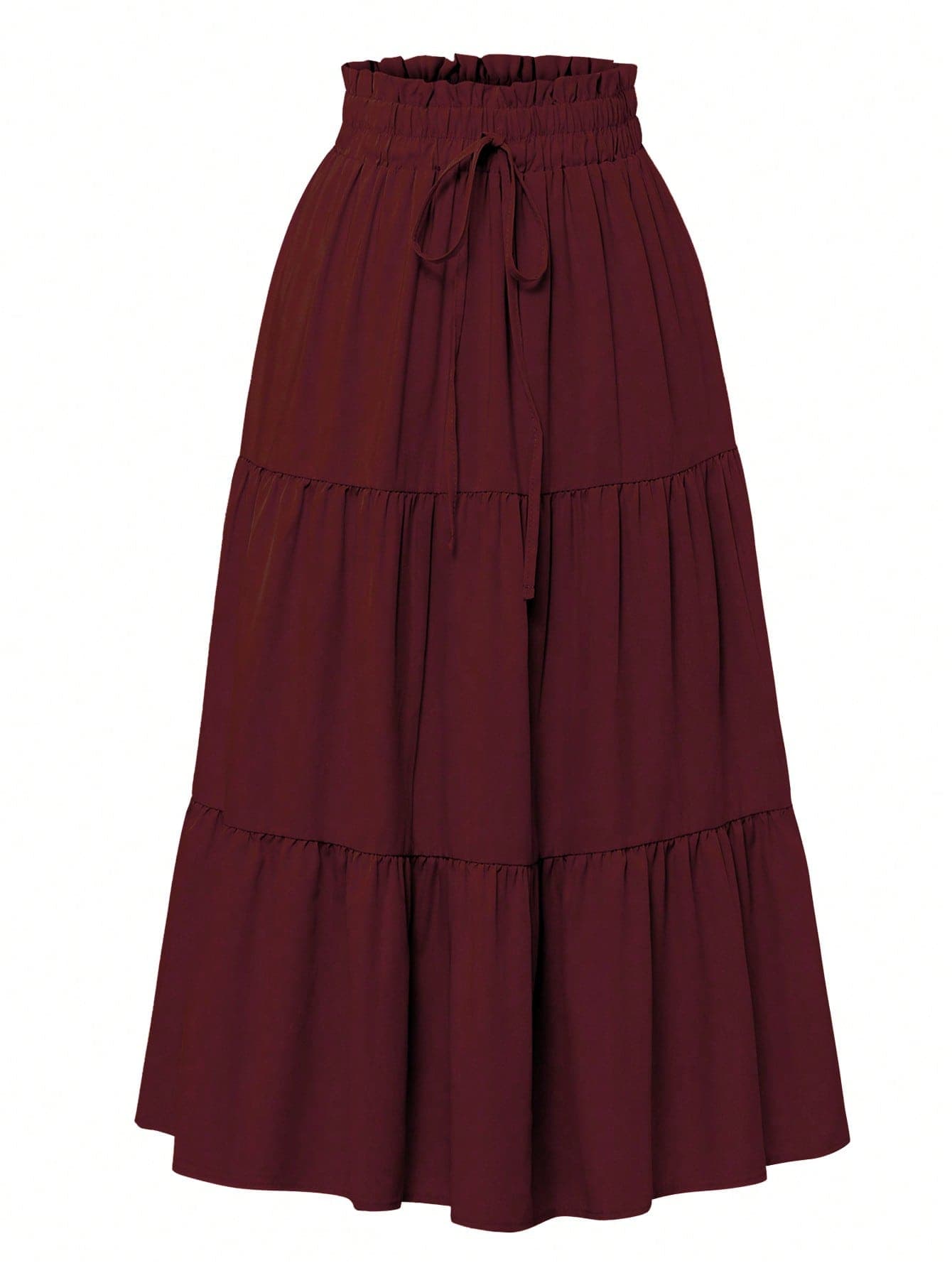 Women's Solid Color Layered Pleated Elastic Waist Vacation Skirt Spring