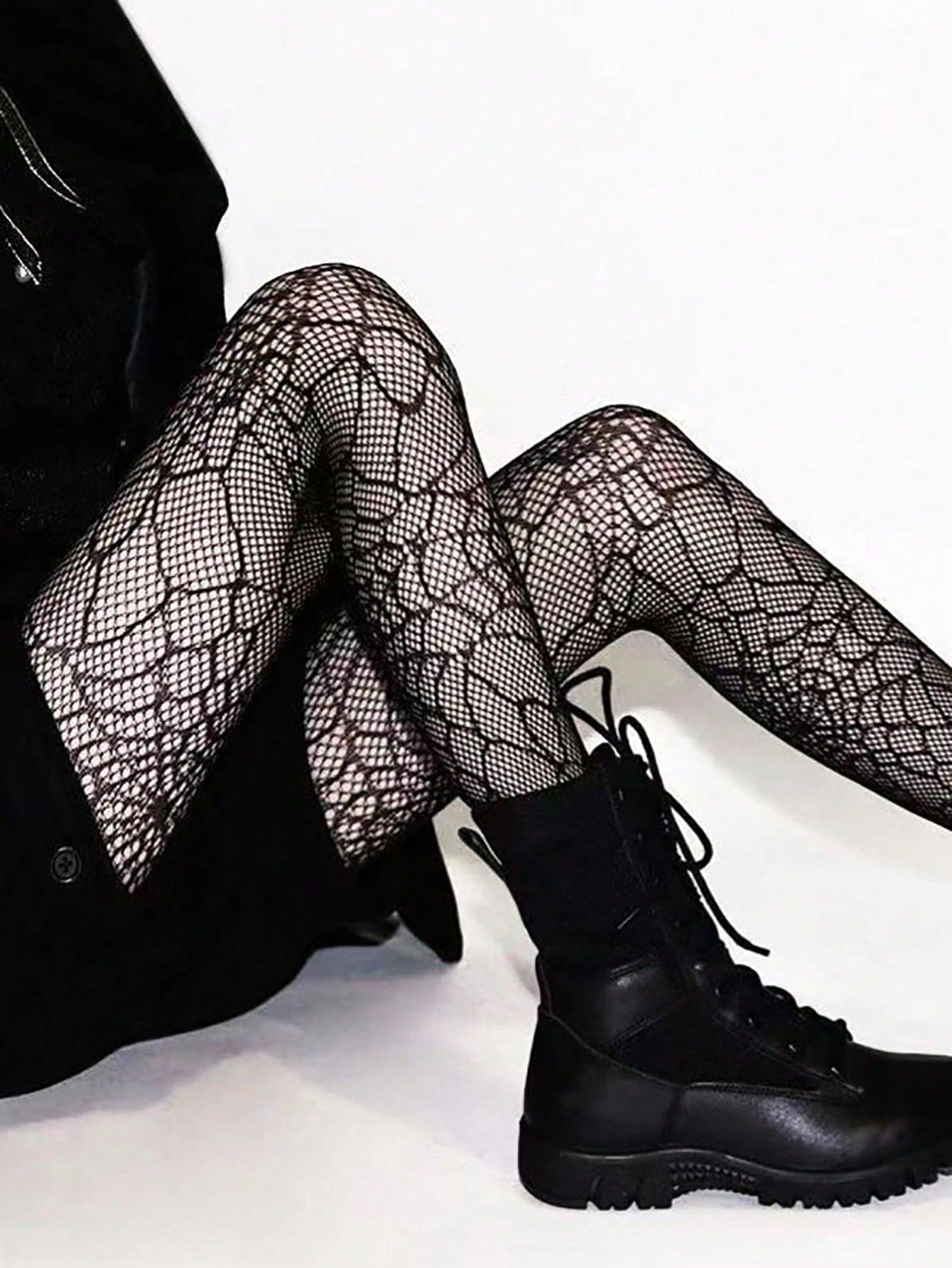 1 Pair Of Black Halloween Stockings, Spider Web Stockings, Thin Women's Dark Style Lace Hollow Out Pantyhose, JK Jumpsuit, Sexy Tight Socks