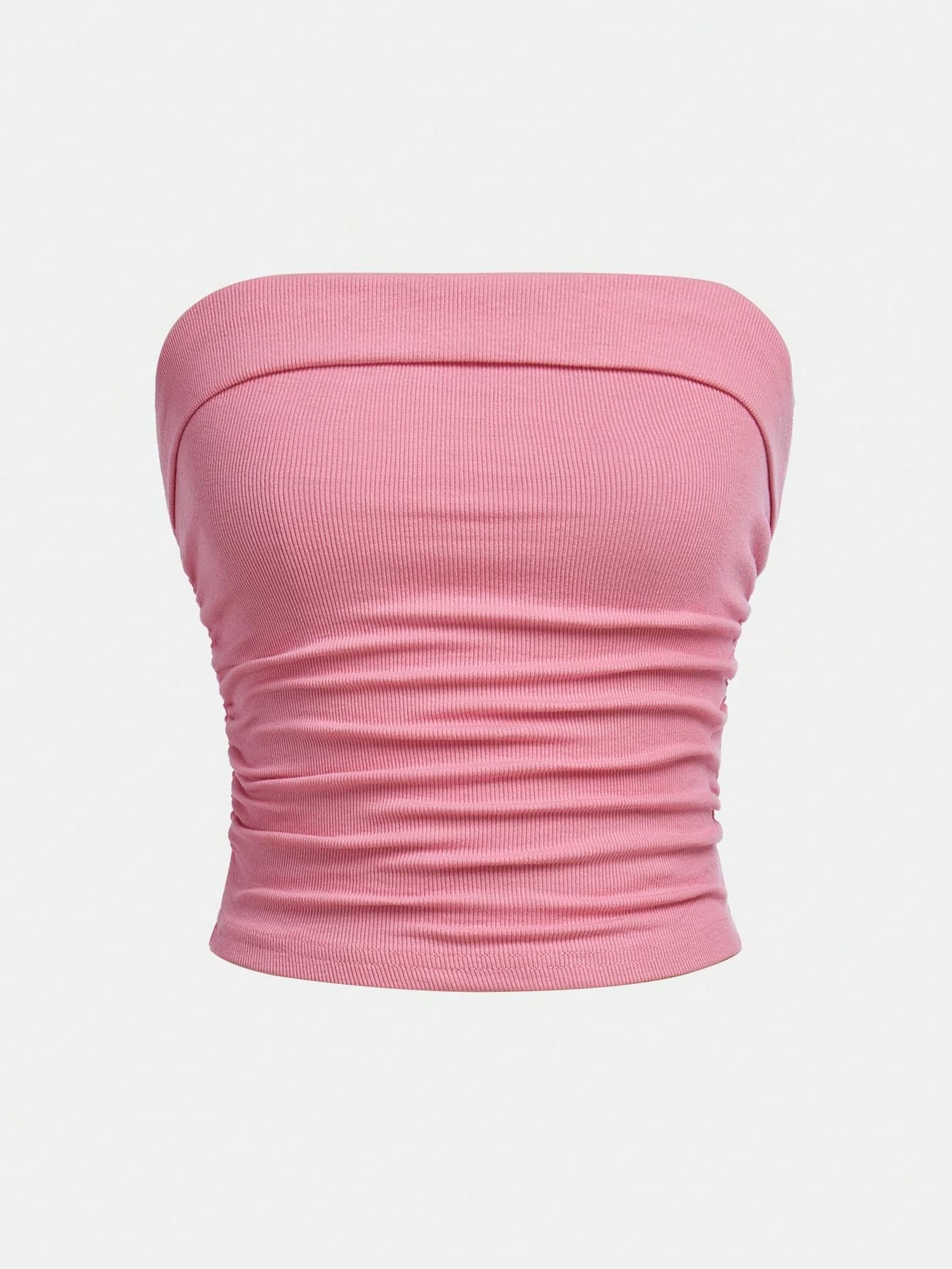 SHEIN Girlism Teen Girls Ruched Waist Knit Casual Cropped Tube Top