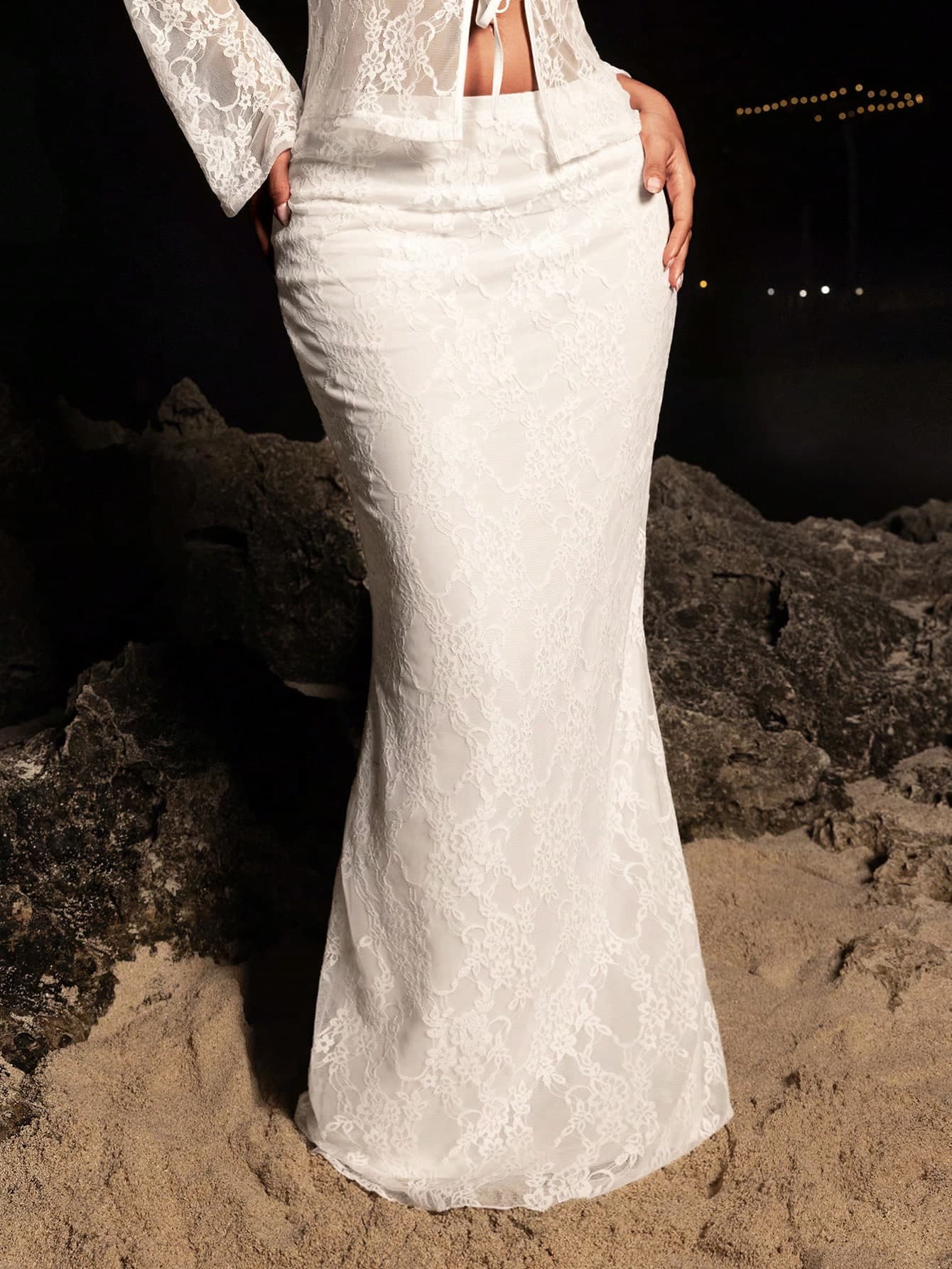 Opulessa Bridesmaid Skirt Vacation Solid Color Lace For Women Fall Party Dinner Elegant Autumn And Winter, Mermaid, Bohemian Outfits, Ibiza Western Style