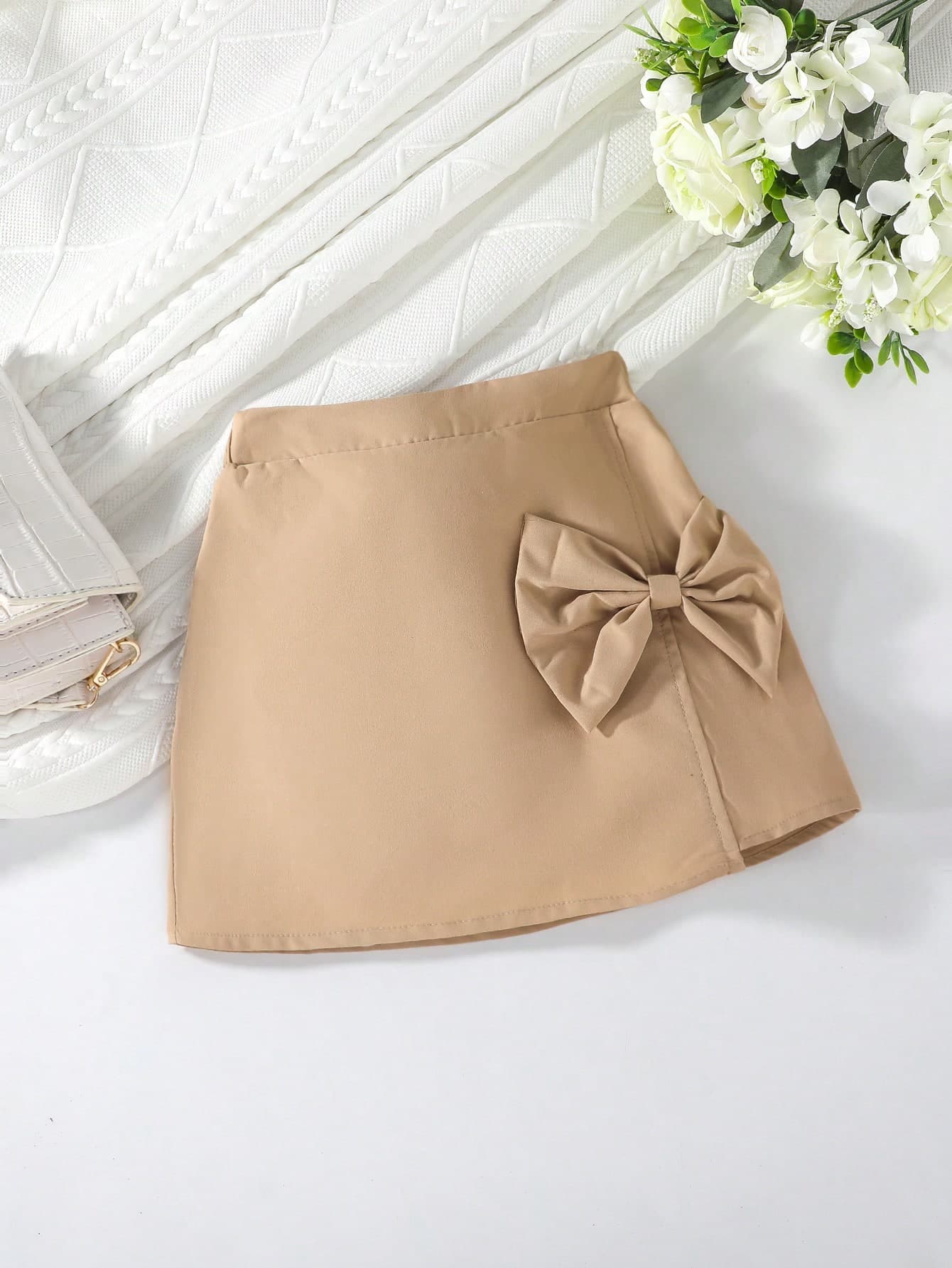SHEIN Genkimix Kids Young Girl Elegant Bowknot Decor Skirt,Holiday,Summer,Travel