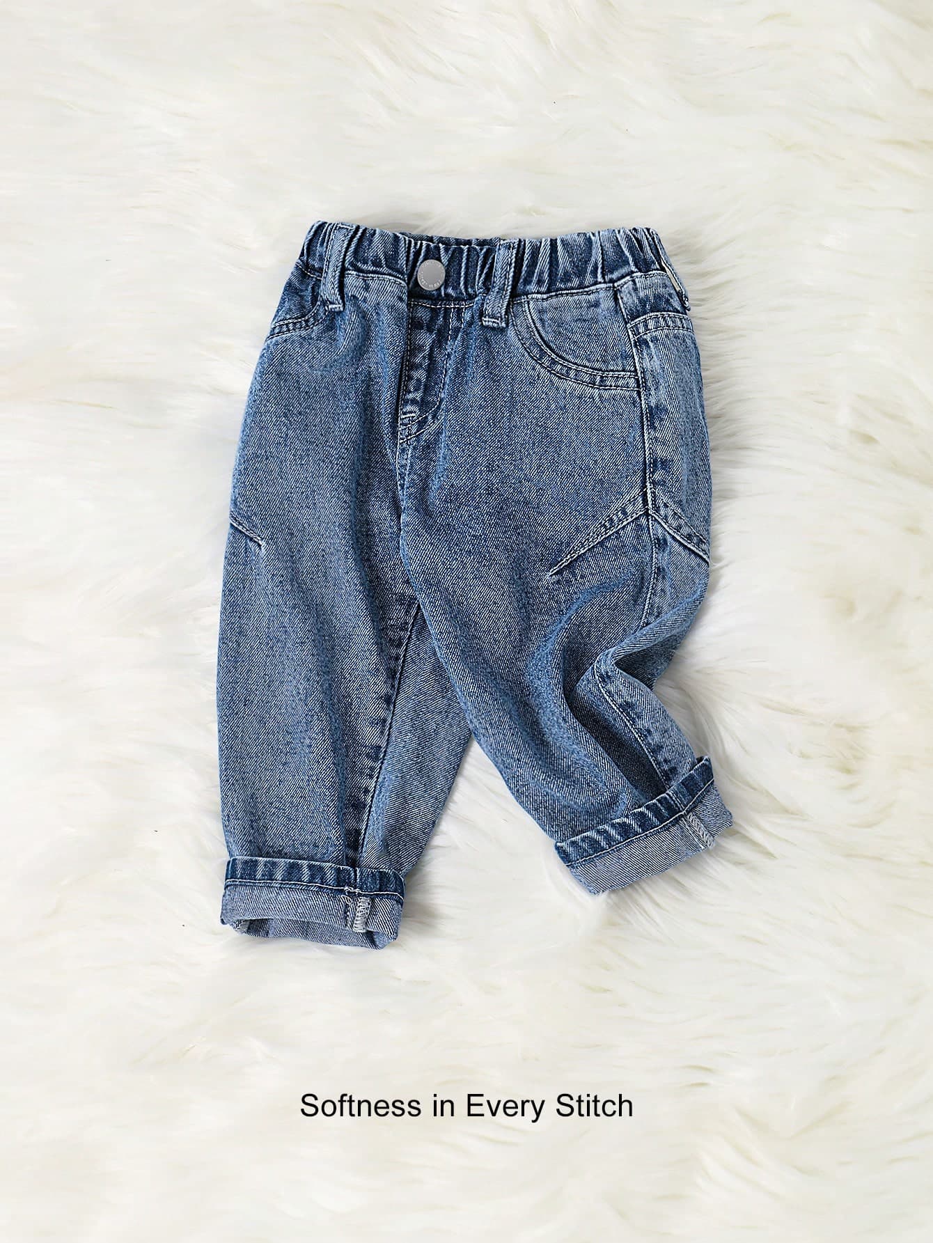 Cozy Pixies Baby Boy Casual Cute Basic Design Split Hem Blue Carrot Jeans,For Baby Boys Indoor/Outdoor Fall Clothes